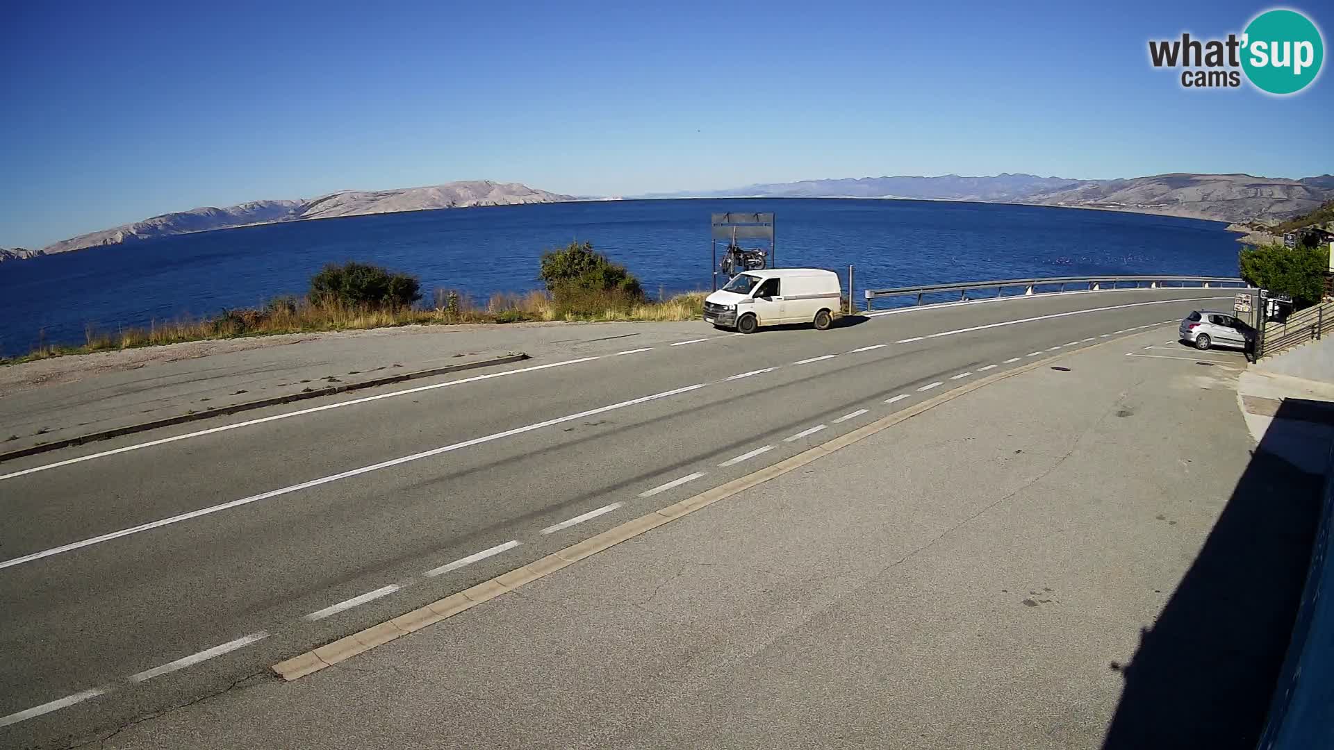 Webcam Adria-Autobahn D8 bei SENJ – Blick auf die Insel KRK