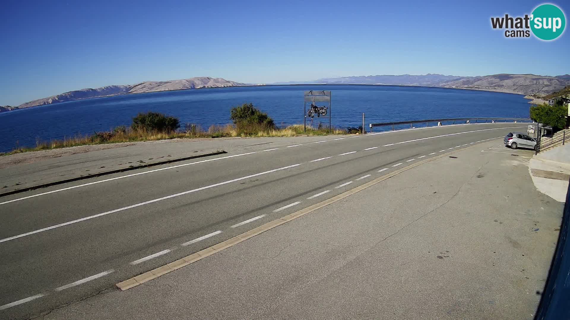 Webcam Adriatic highway D8 near SENJ – view to KRK island