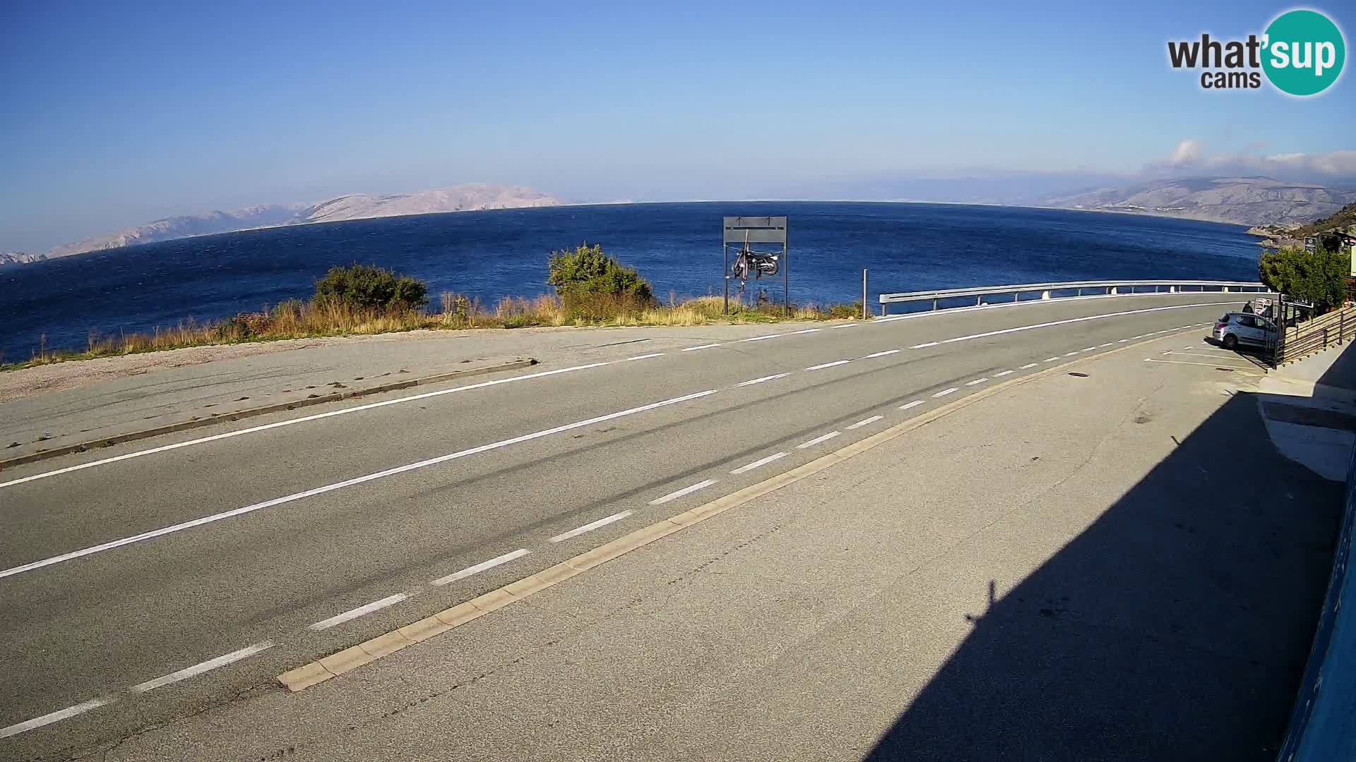Webcam Adria-Autobahn D8 bei SENJ – Blick auf die Insel KRK