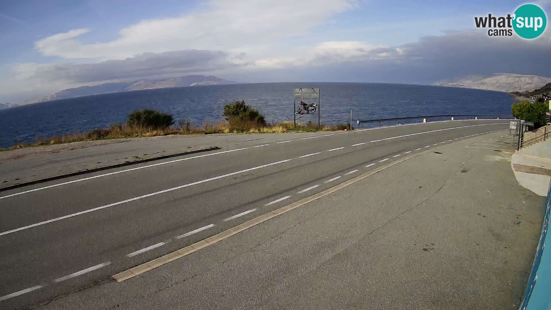 Webcam Adriatic highway D8 near SENJ – view to KRK island