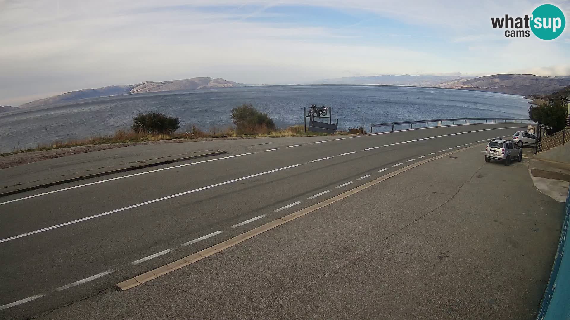 Webcam Adriatic highway D8 near SENJ – view to KRK island