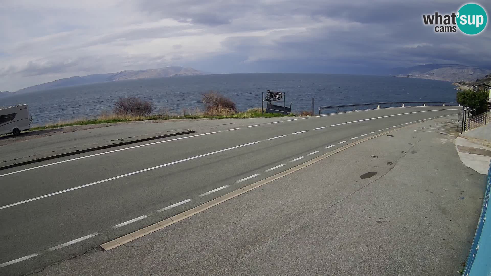 Webcam Adriatic highway D8 near SENJ – view to KRK island