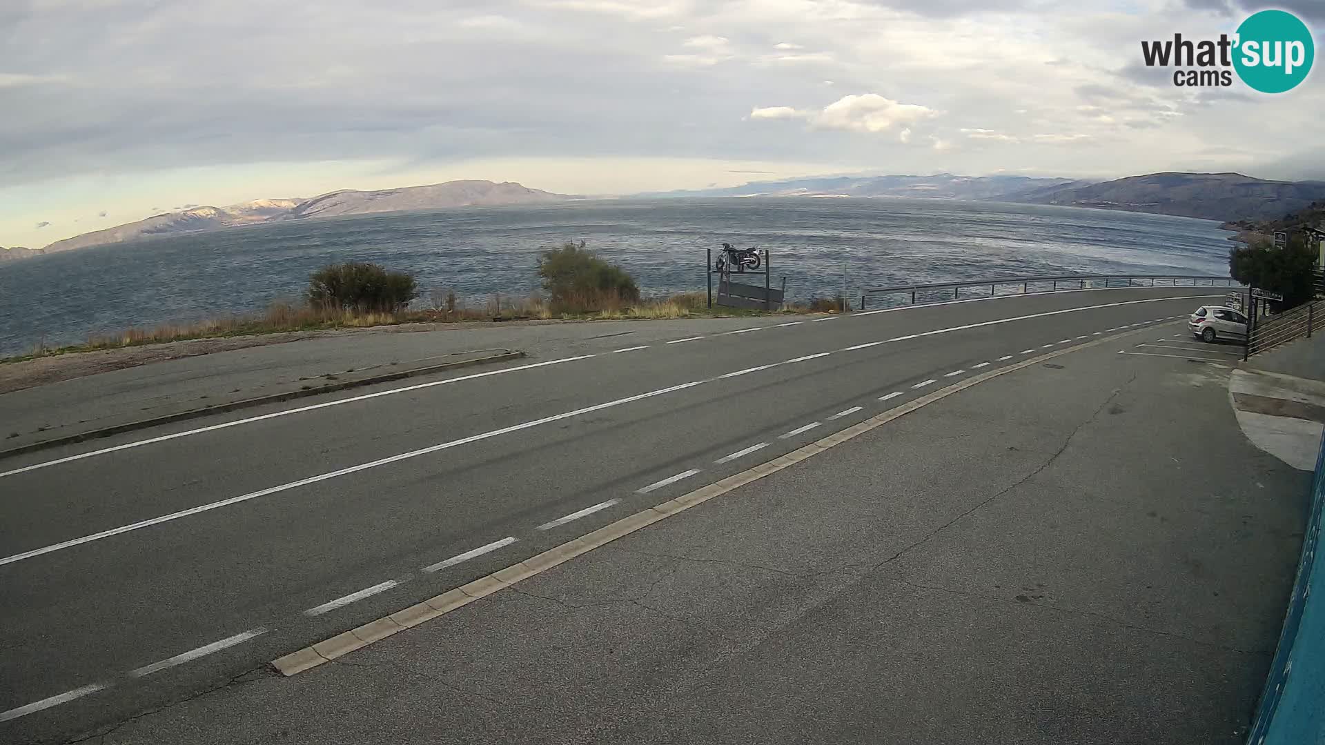 Webcam Adriatic highway D8 near SENJ – view to KRK island