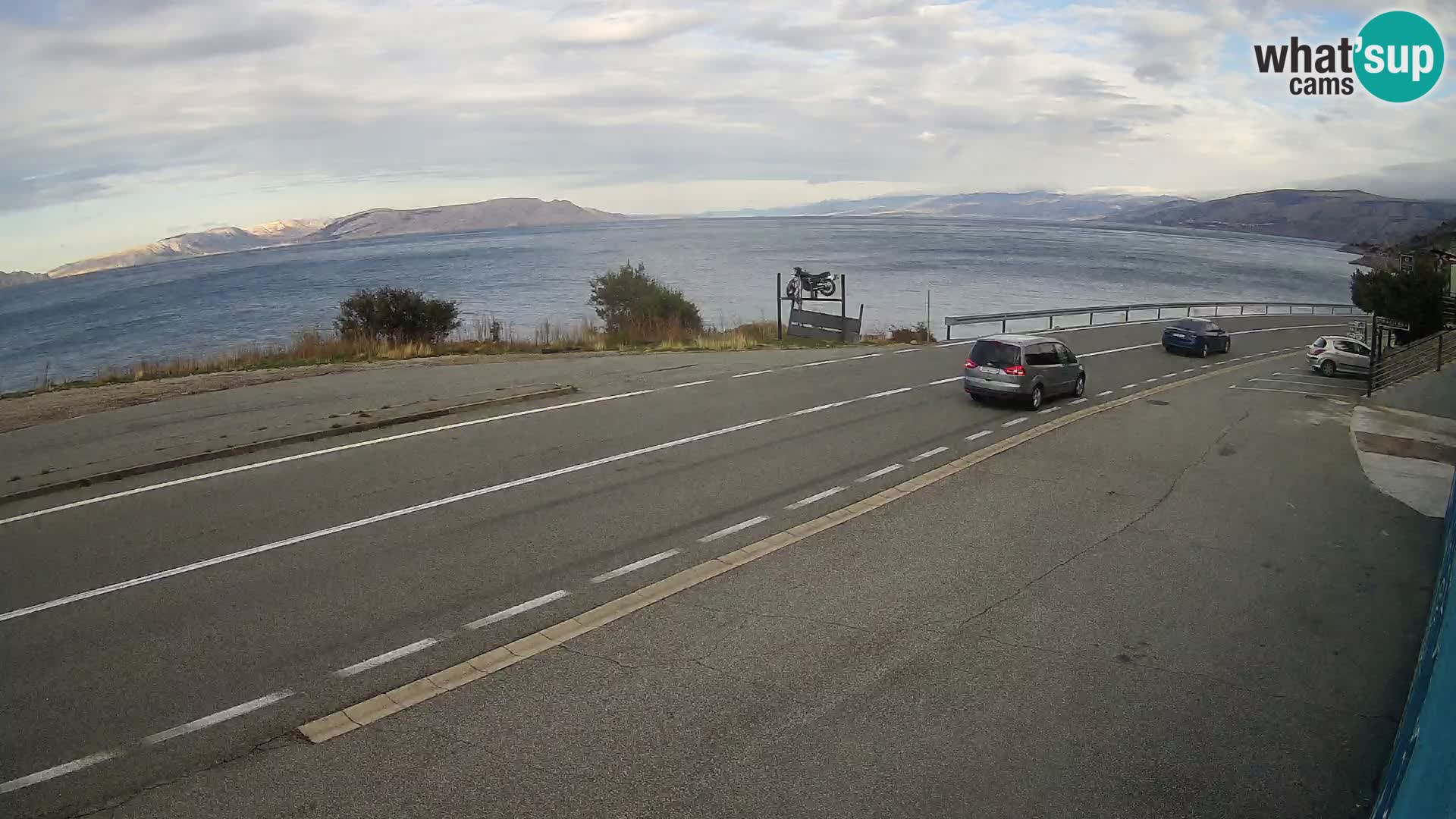 Webcam Adriatic highway D8 near SENJ – view to KRK island