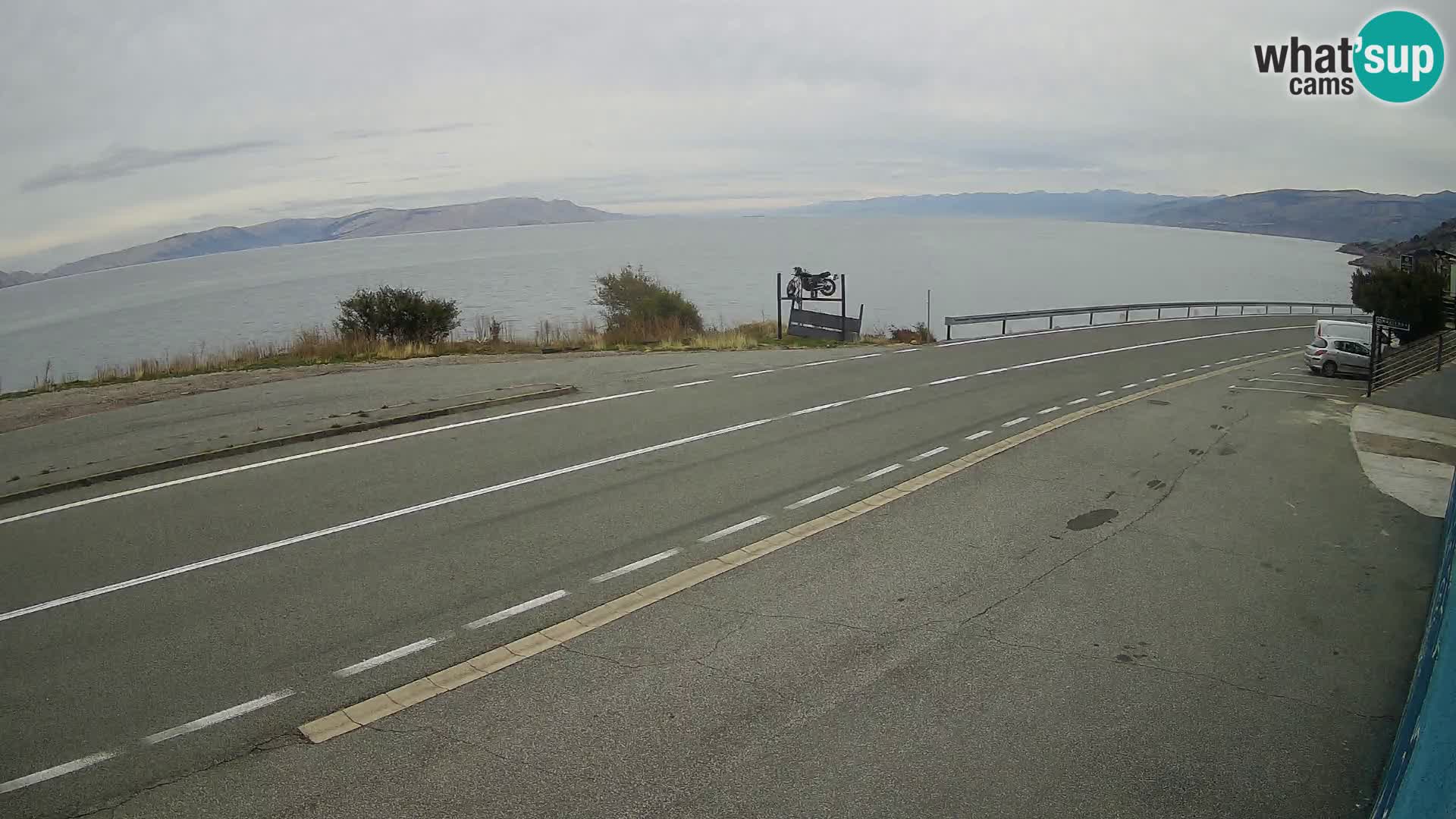 Webcam Adriatic highway D8 near SENJ – view to KRK island