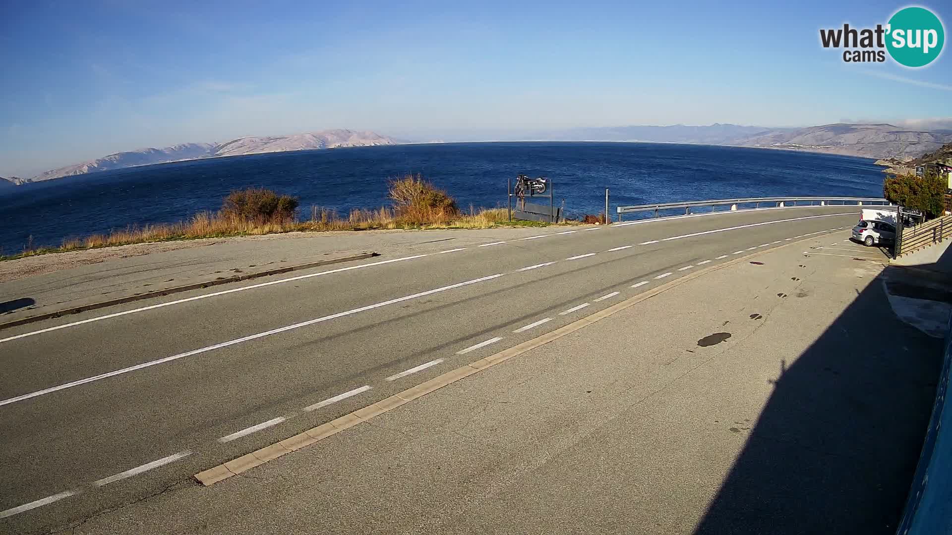 Webcam Adria-Autobahn D8 bei SENJ – Blick auf die Insel KRK