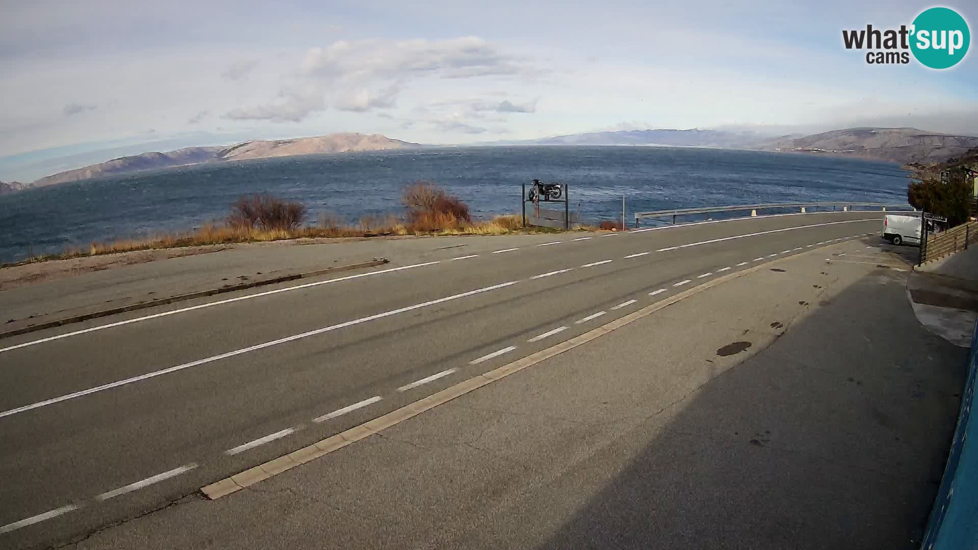 Webcam Adriatic highway D8 near SENJ – view to KRK island