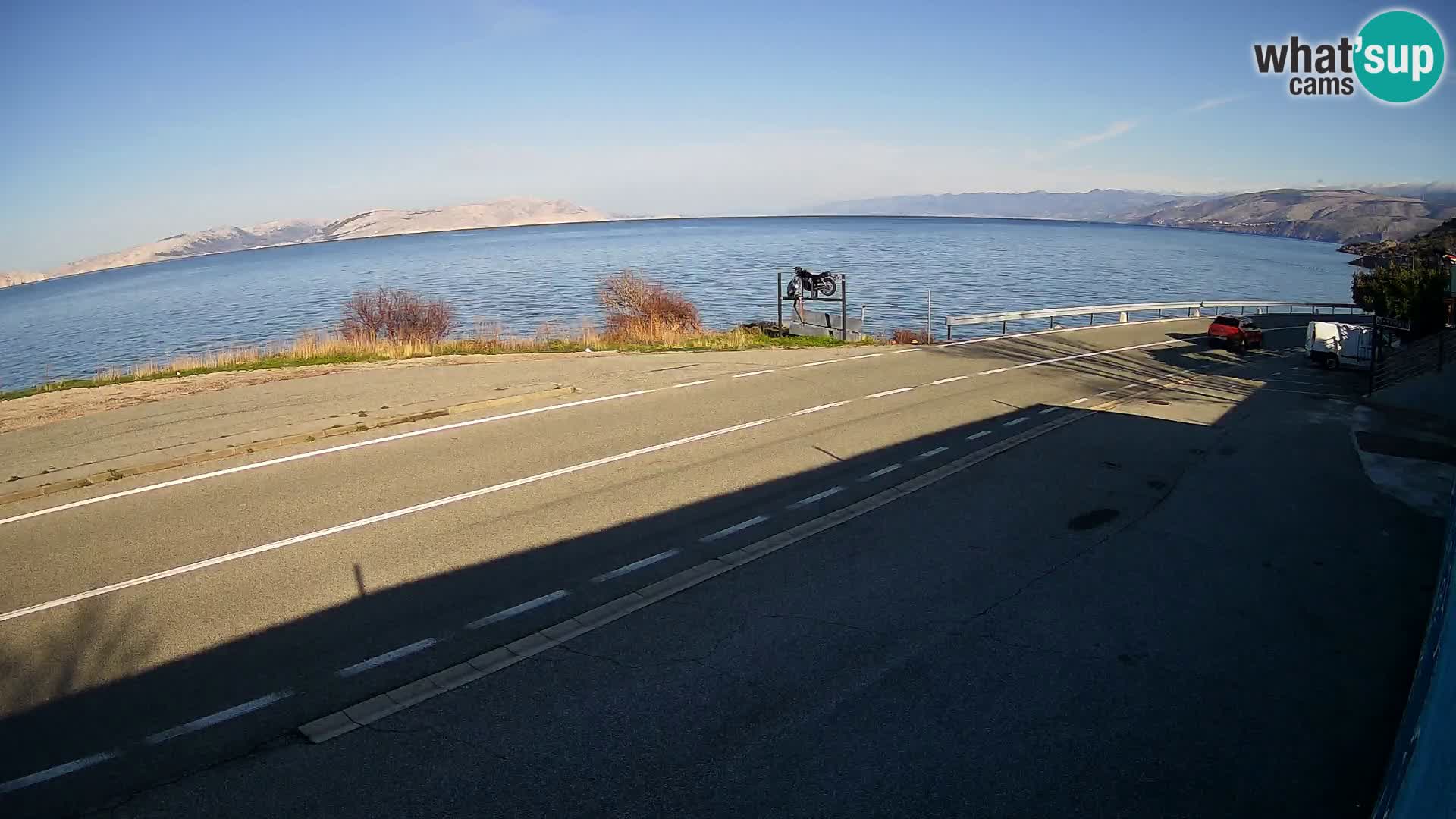 Webcam Adriatic highway D8 near SENJ – view to KRK island