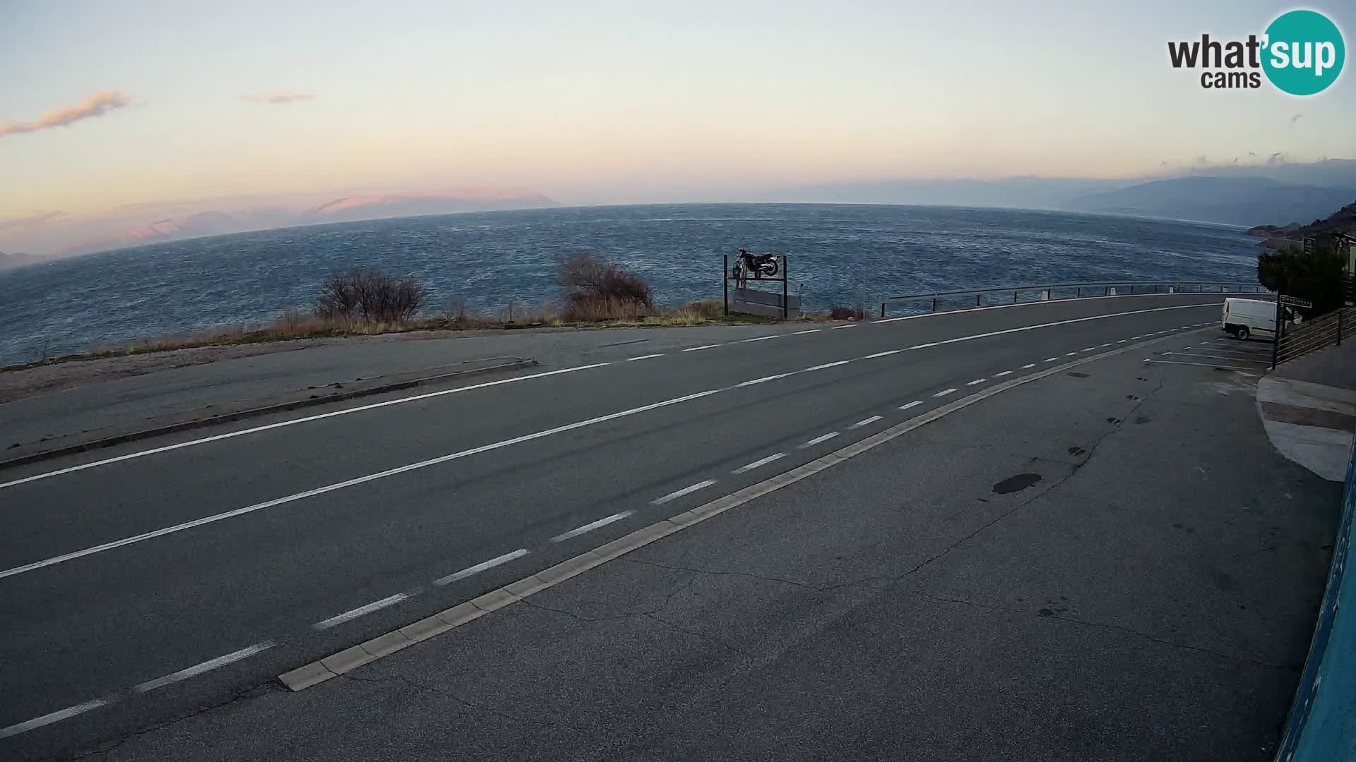 Webcam Adriatic highway D8 near SENJ – view to KRK island