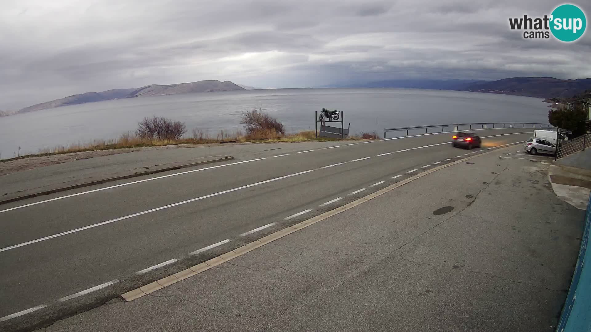 Webcam Adriatic highway D8 near SENJ – view to KRK island
