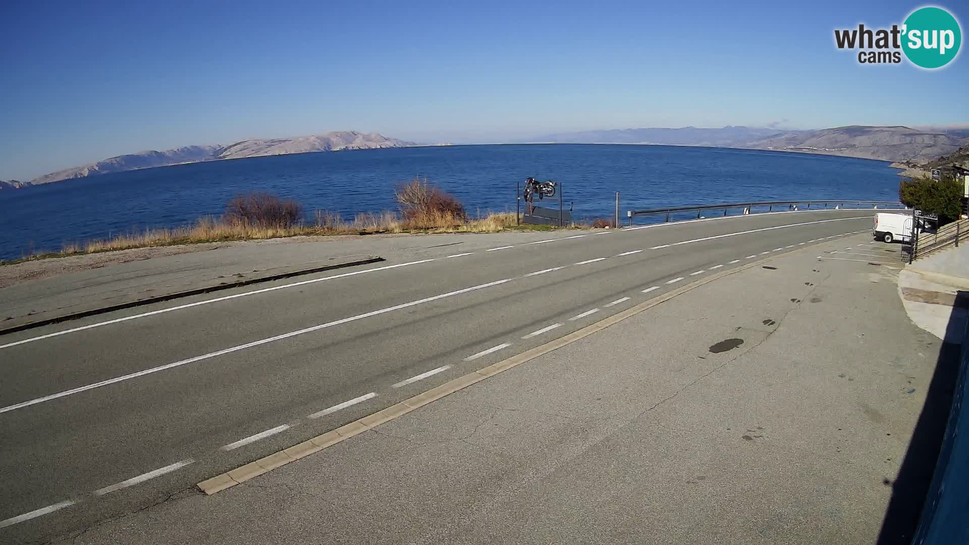 Webcam Adriatic highway D8 near SENJ – view to KRK island