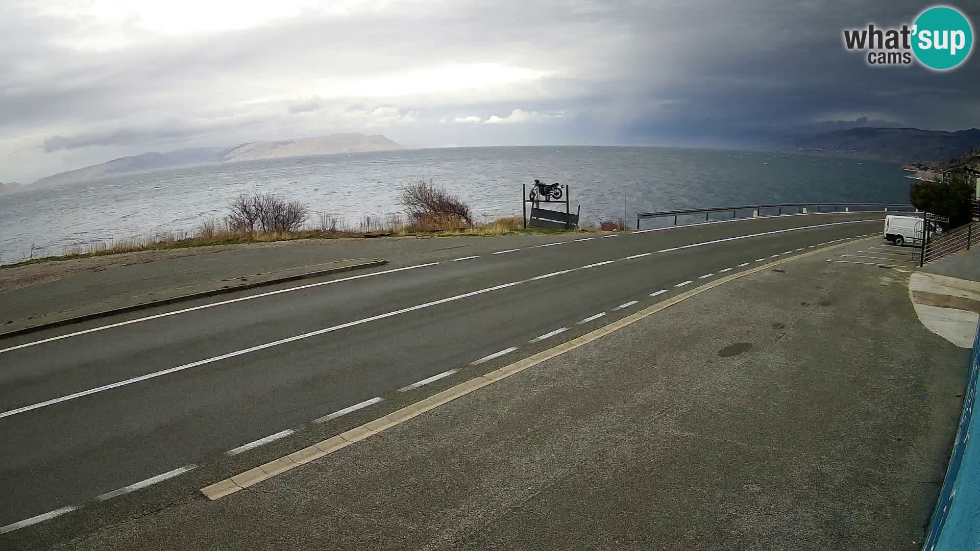 Webcam Adriatic highway D8 near SENJ – view to KRK island