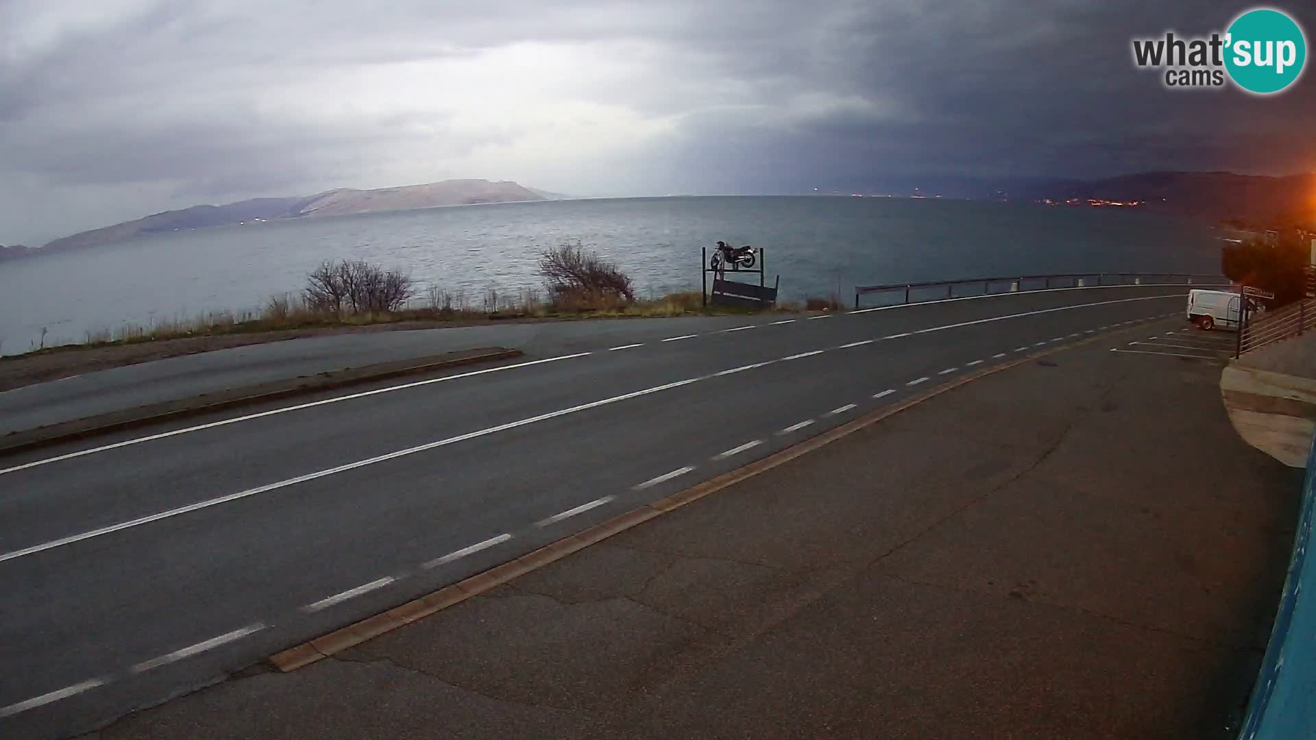 Webcam Adriatic highway D8 near SENJ – view to KRK island