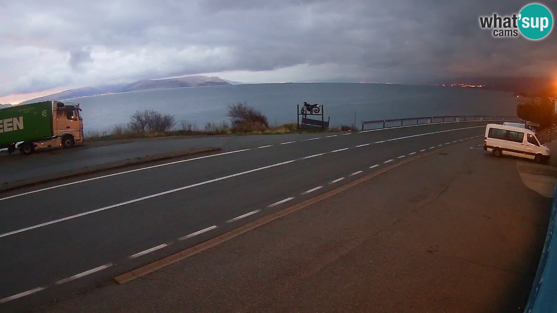 Webcam Adriatic highway D8 near SENJ – view to KRK island