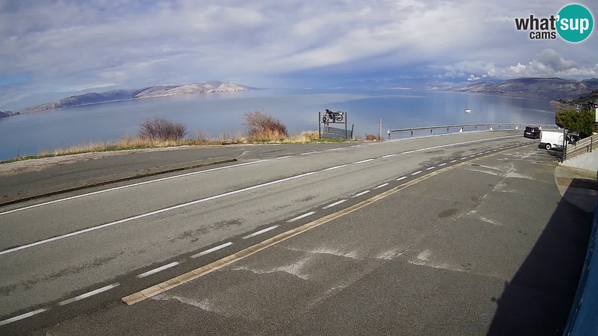 Webcam Adriatic highway D8 near SENJ – view to KRK island