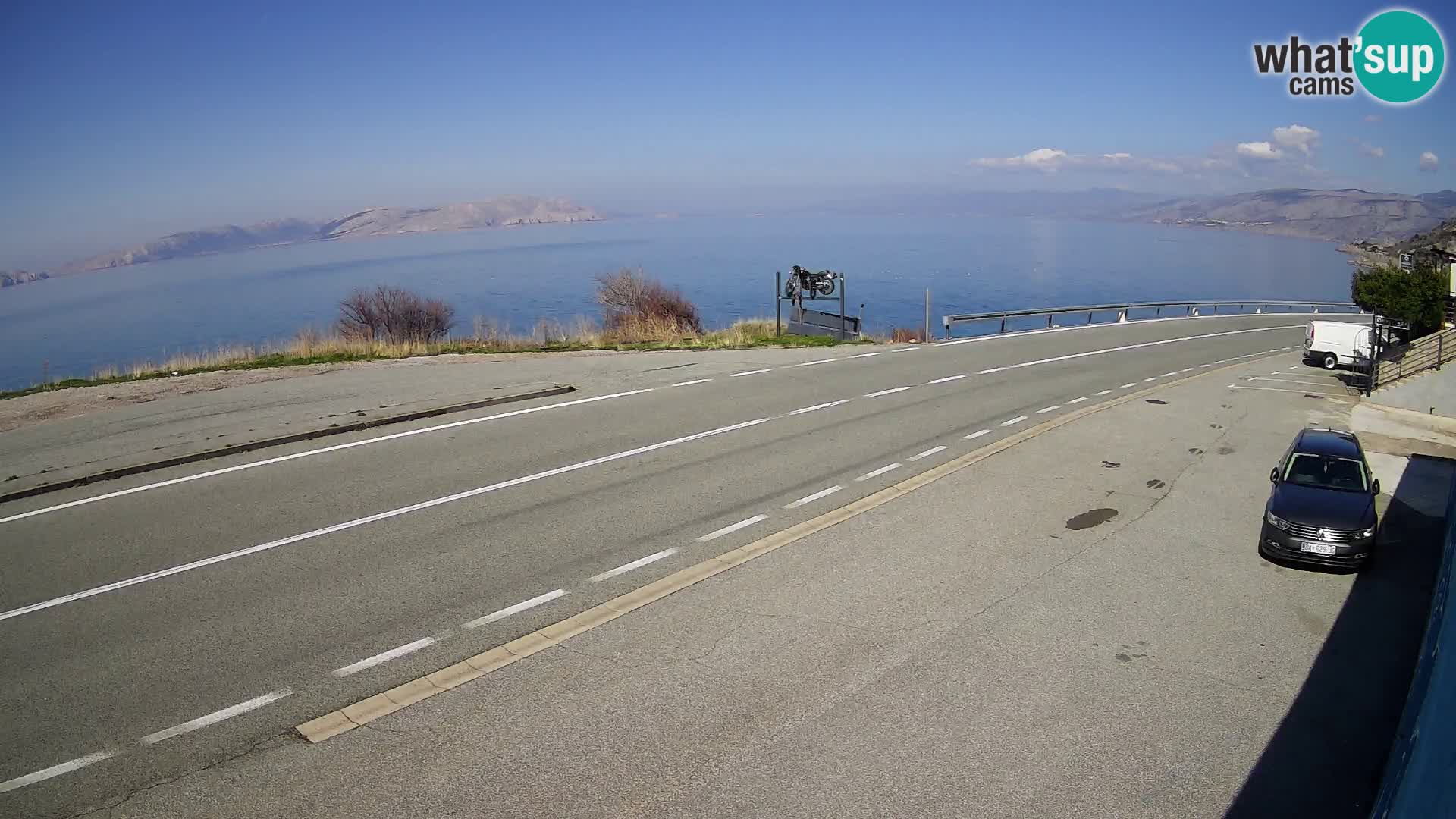 Webcam Adriatic highway D8 near SENJ – view to KRK island