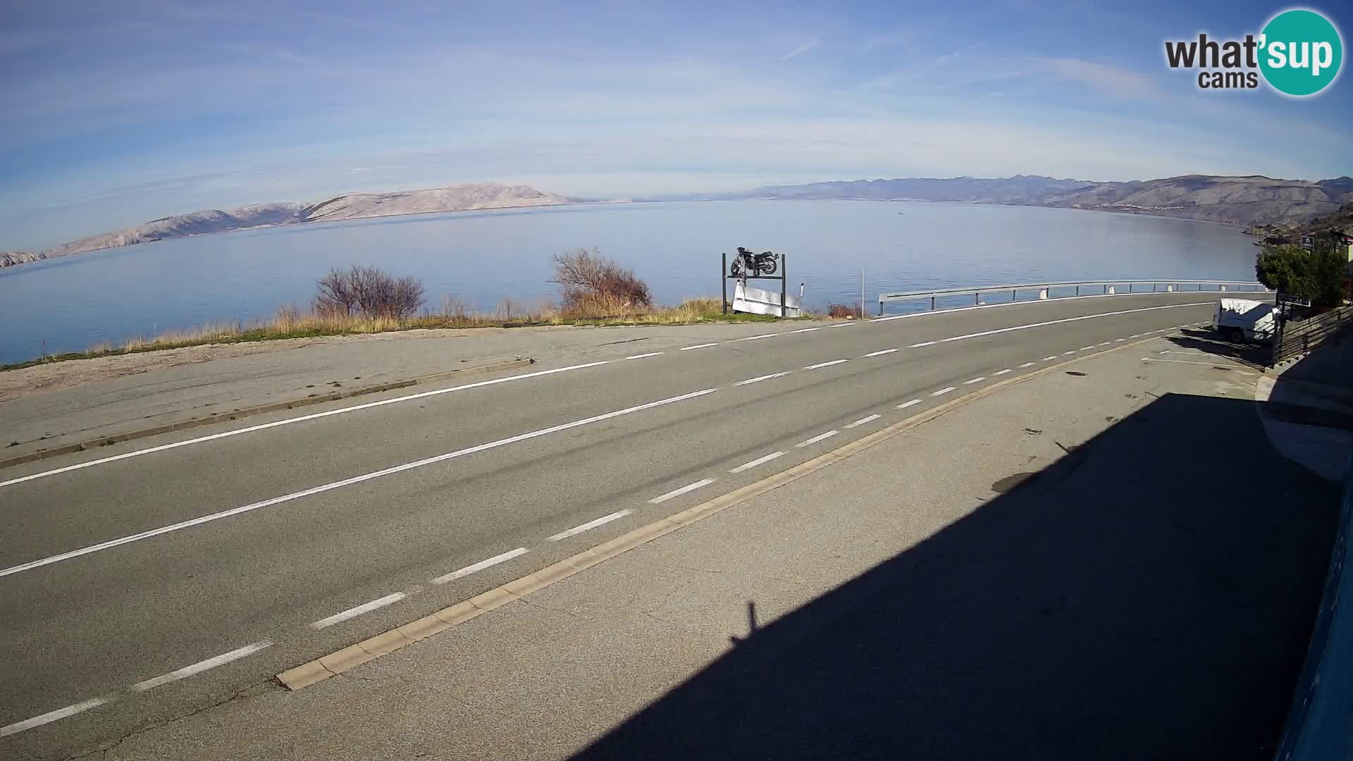Webcam Adriatic highway D8 near SENJ – view to KRK island