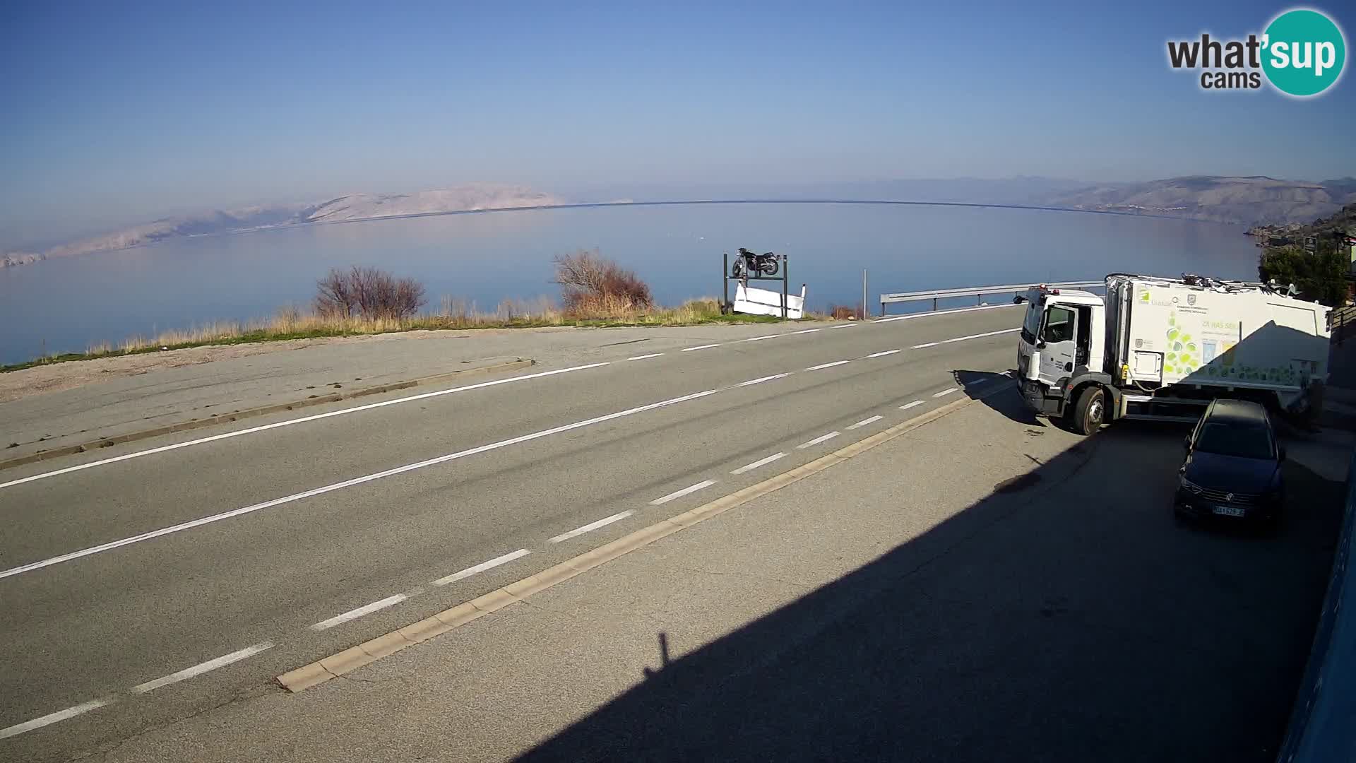 Webcam Adriatic highway D8 near SENJ – view to KRK island