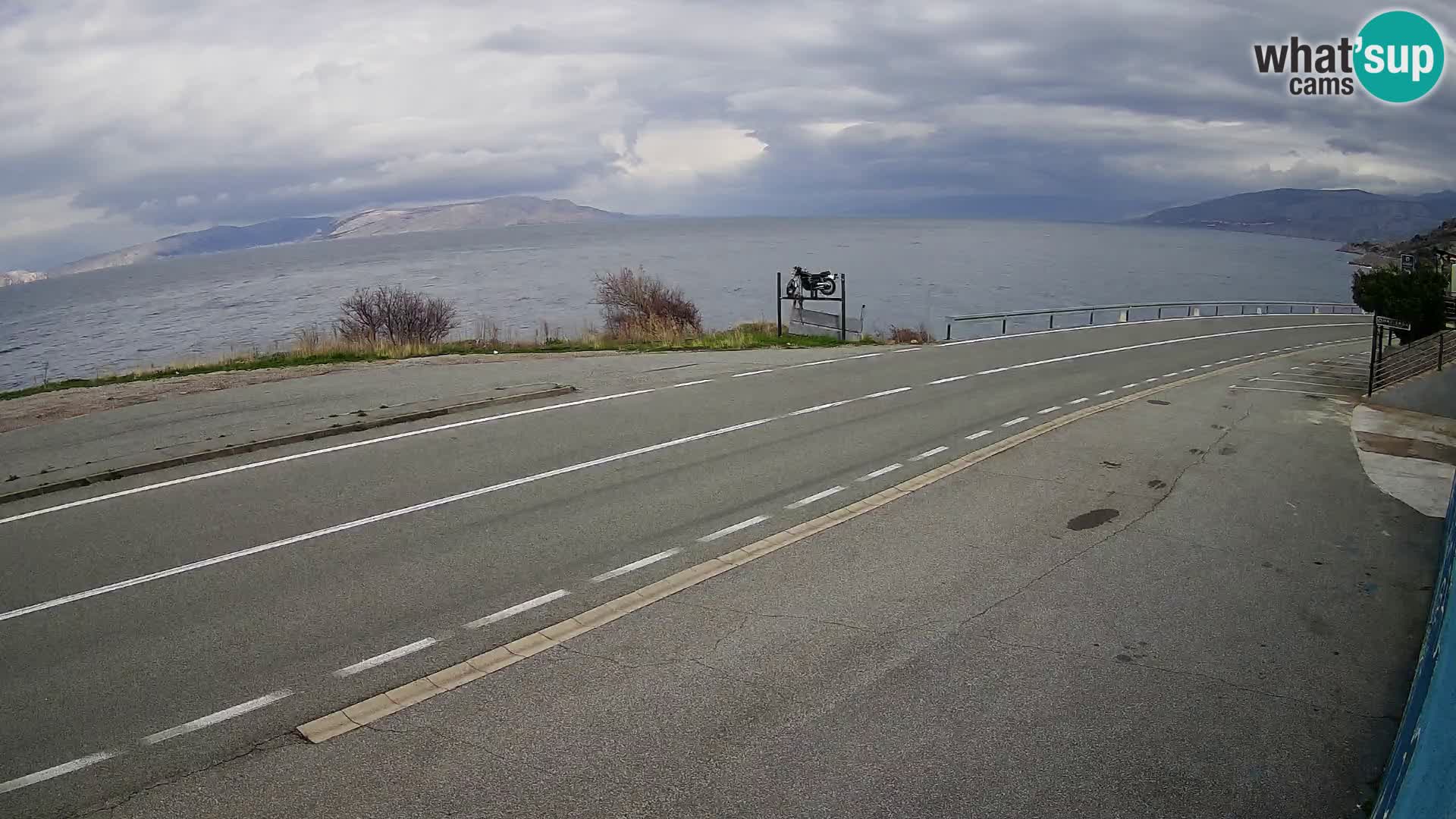 Webcam Adriatic highway D8 near SENJ – view to KRK island