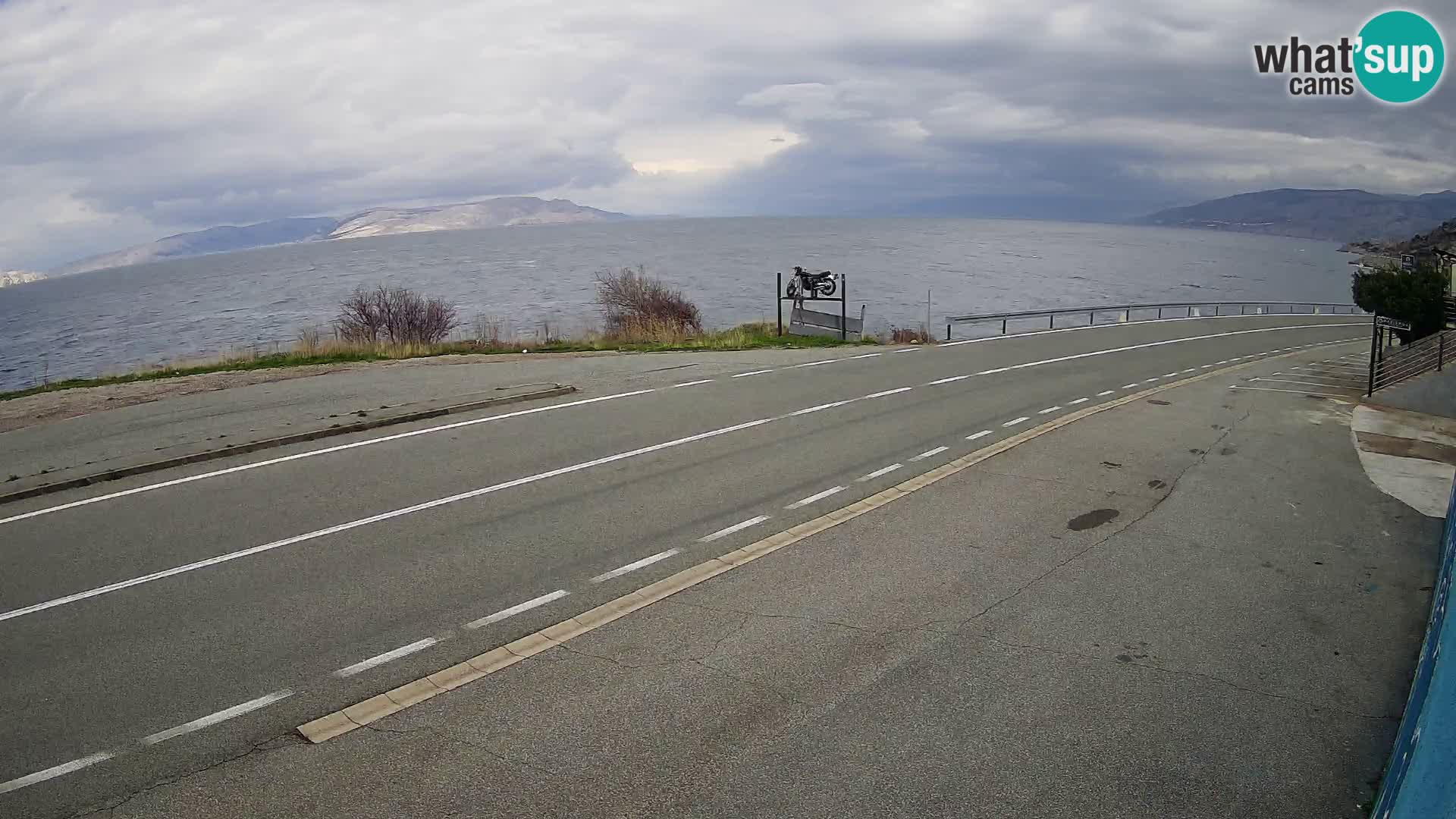 Webcam Adriatic highway D8 near SENJ – view to KRK island