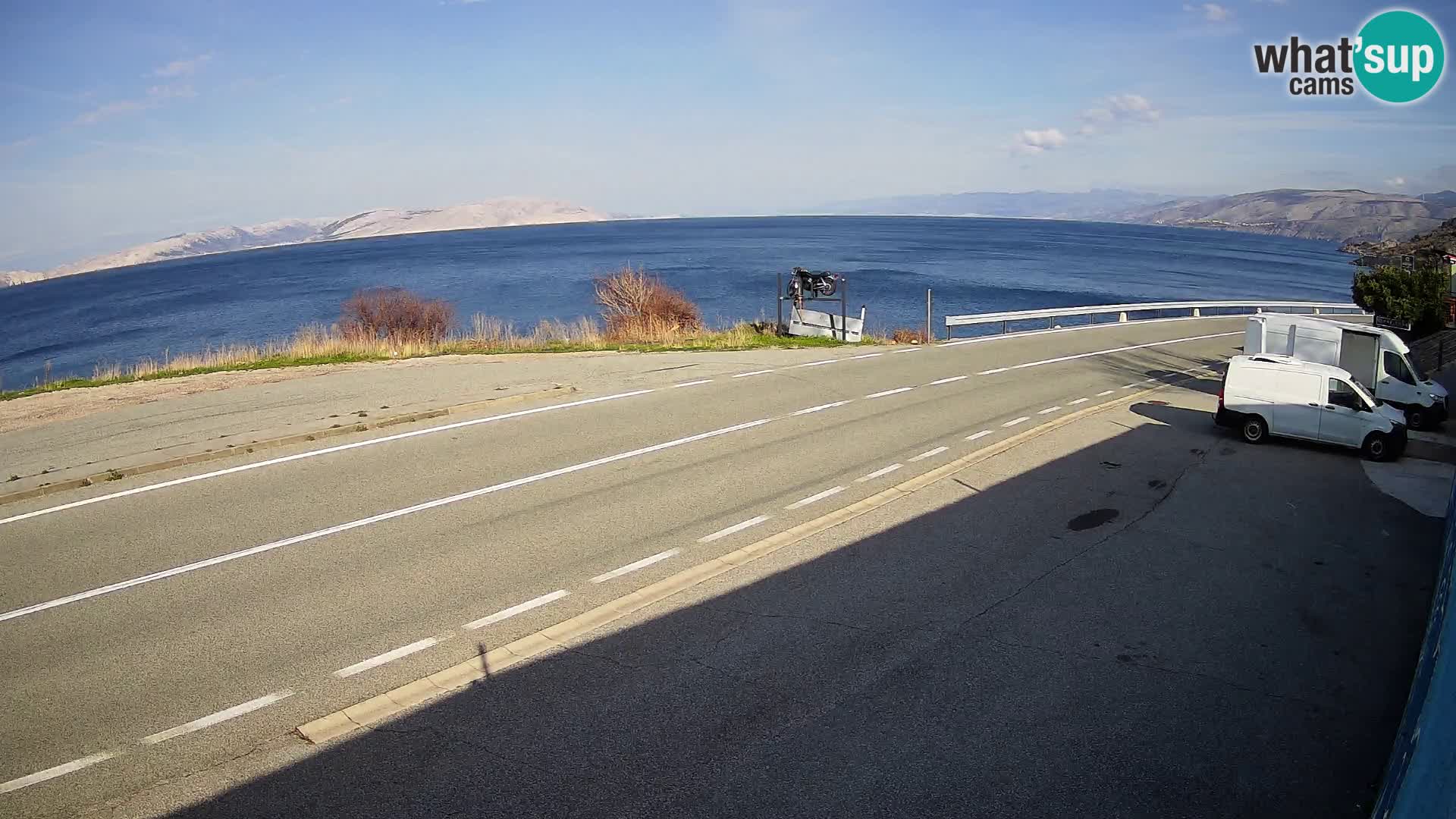 Webcam Adriatic highway D8 near SENJ – view to KRK island