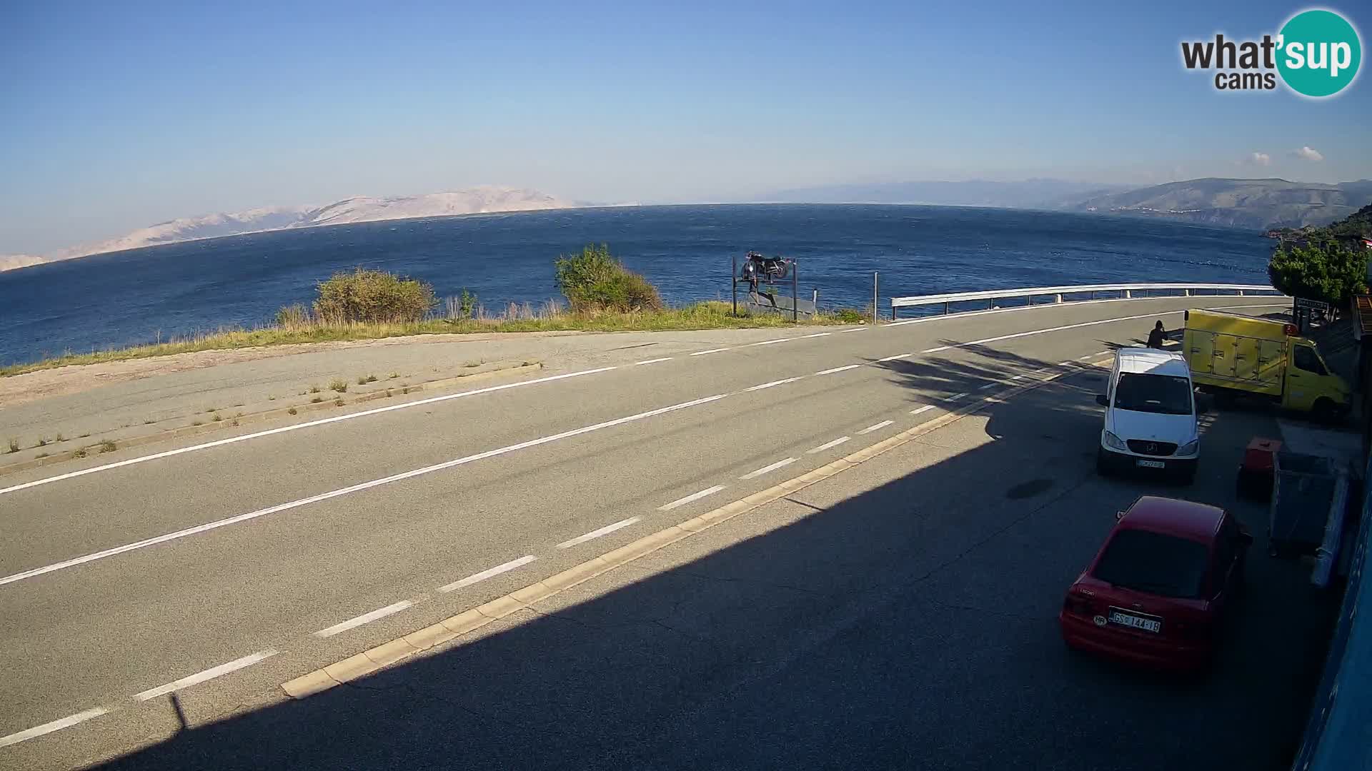 Webcam Adriatic highway D8 near SENJ – view to KRK island