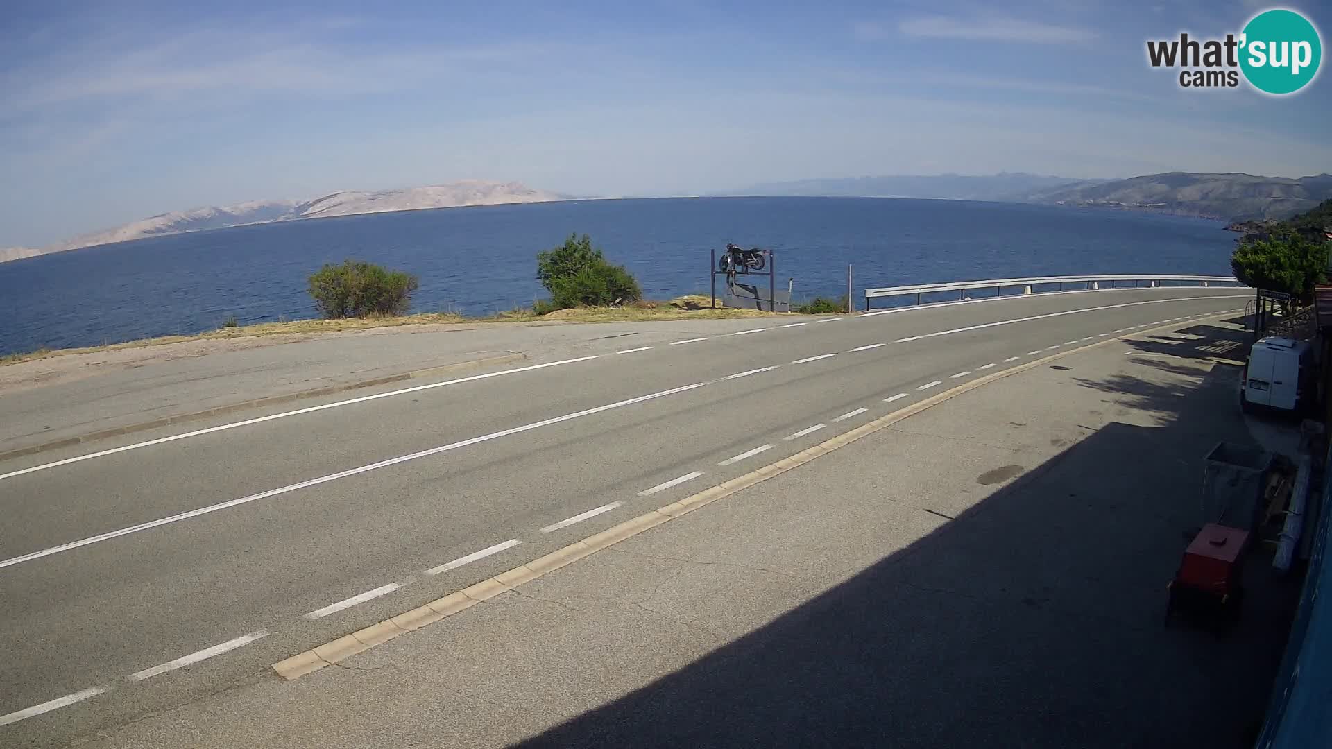 Webcam Adriatic highway D8 near SENJ – view to KRK island