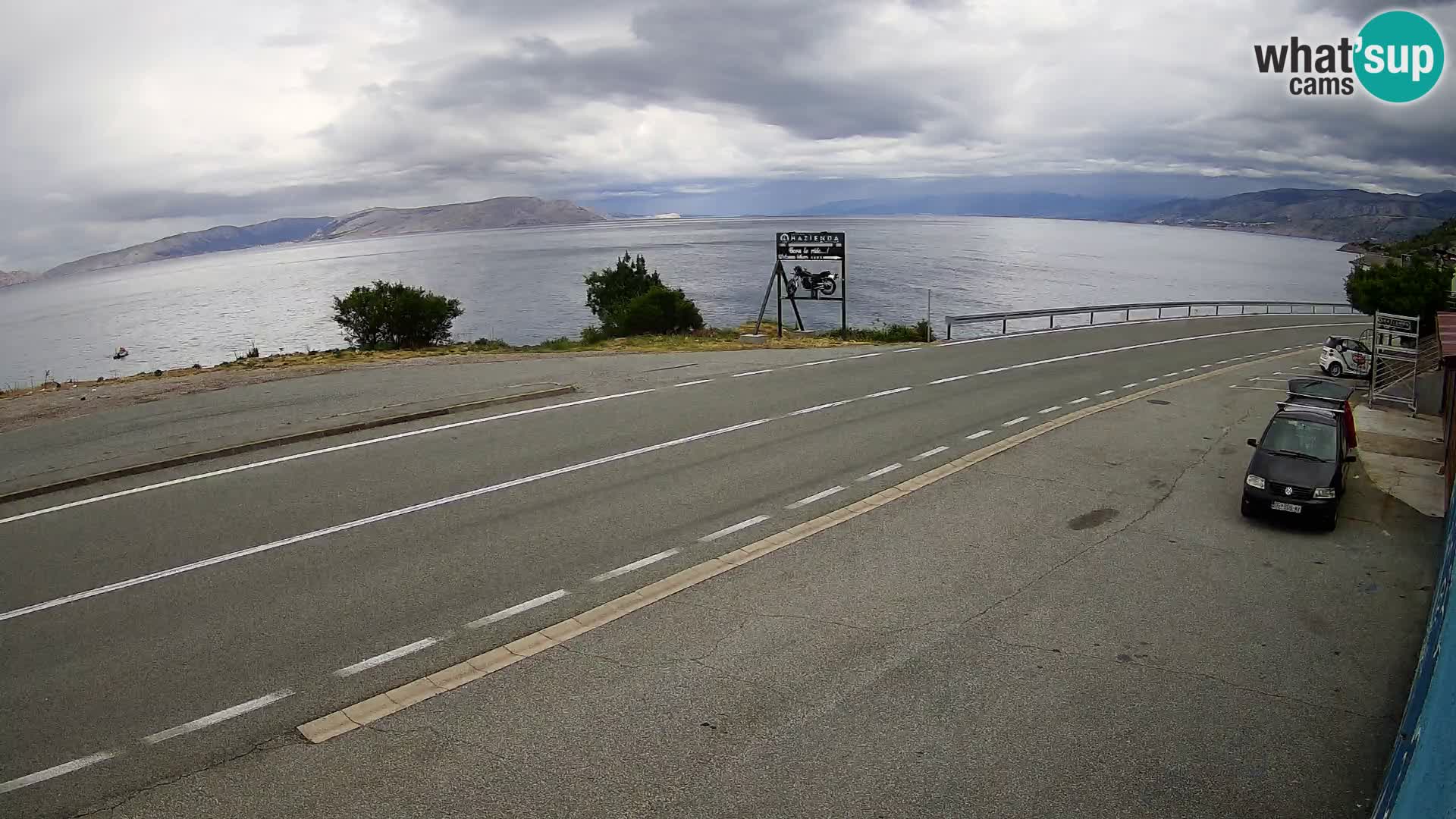 Webcam Adriatic highway D8 near SENJ – view to KRK island