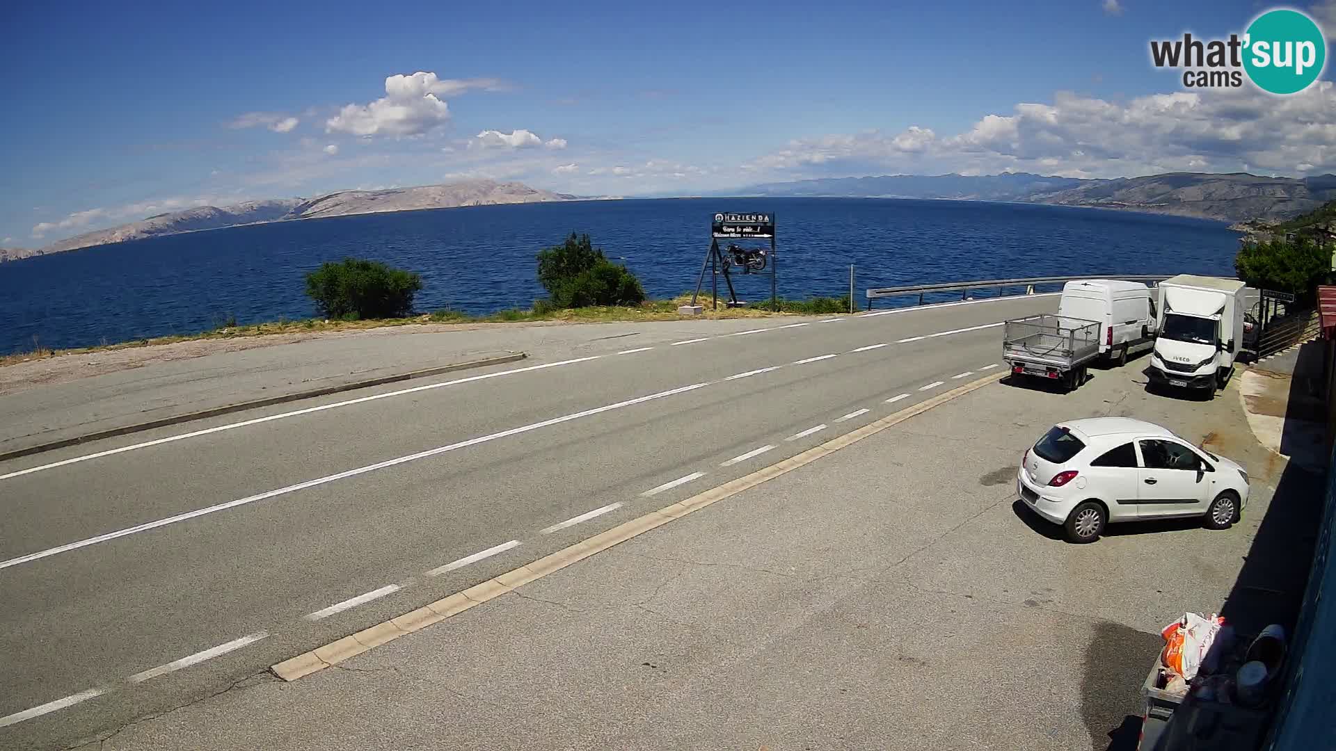 Webcam Adriatic highway D8 near SENJ – view to KRK island