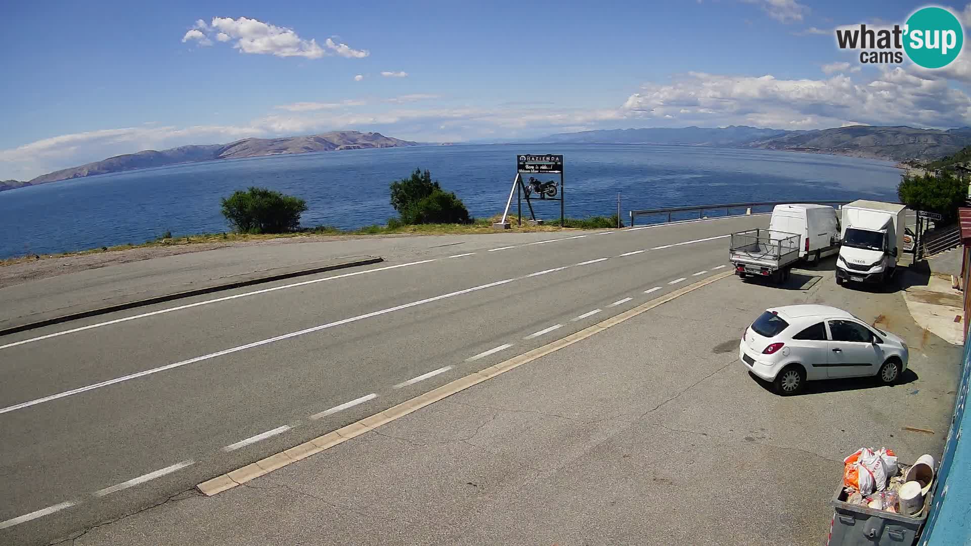 Webcam Adriatic highway D8 near SENJ – view to KRK island