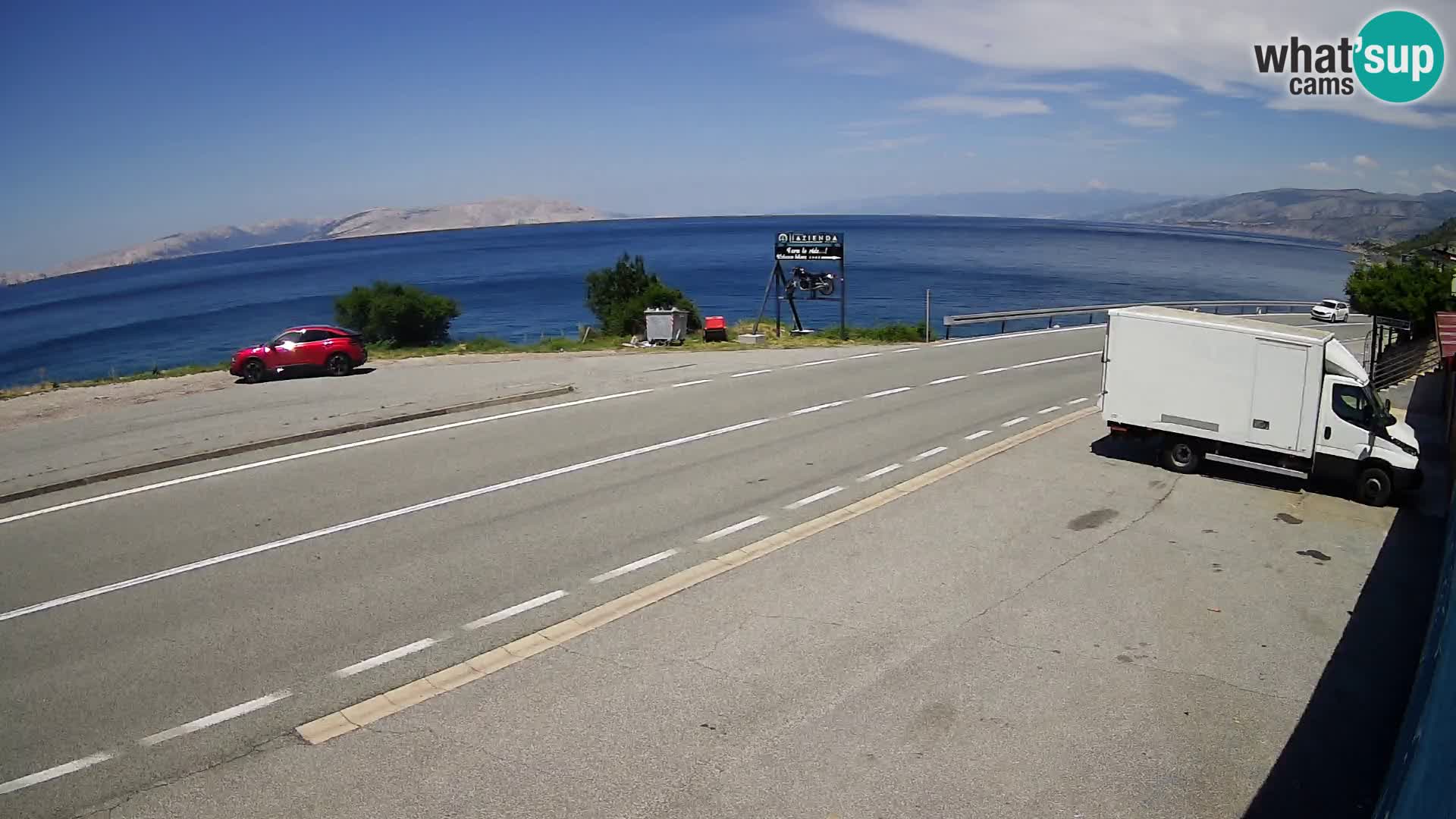 Webcam Adriatic highway D8 near SENJ – view to KRK island