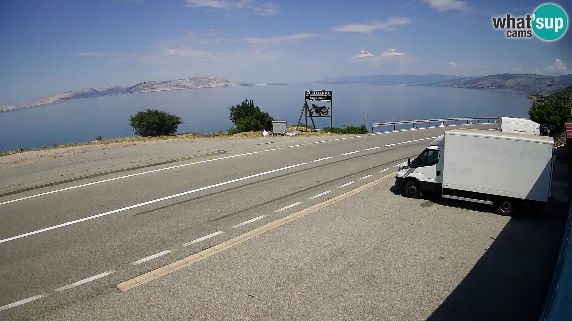Webcam Adriatic highway D8 near SENJ – view to KRK island