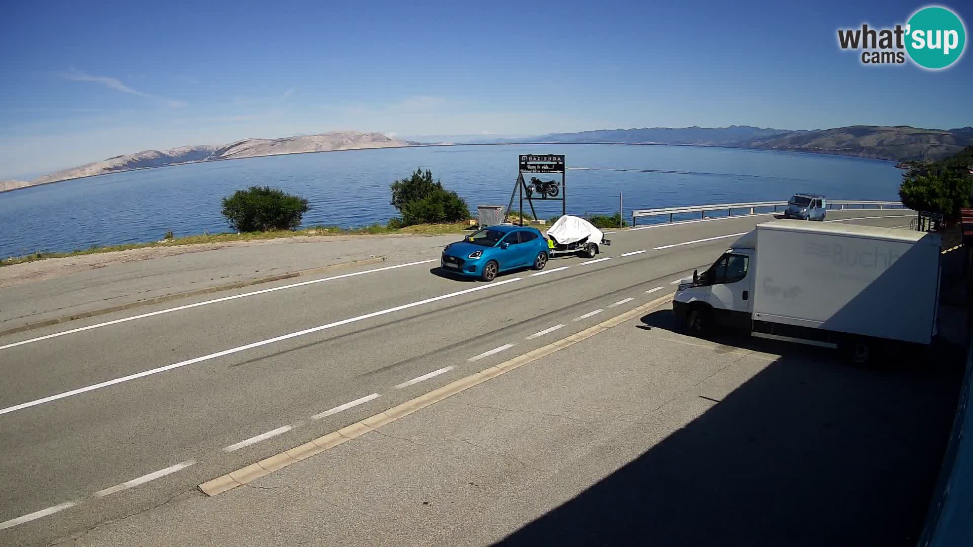 Webcam Adriatic highway D8 near SENJ – view to KRK island
