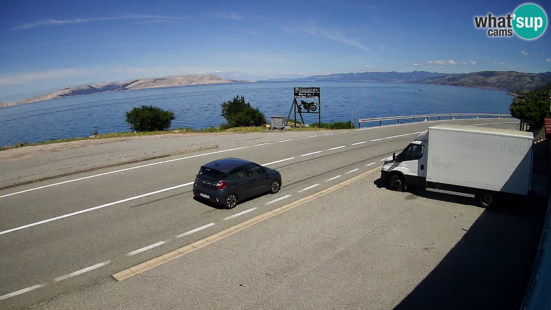 Webcam Adriatic highway D8 near SENJ – view to KRK island
