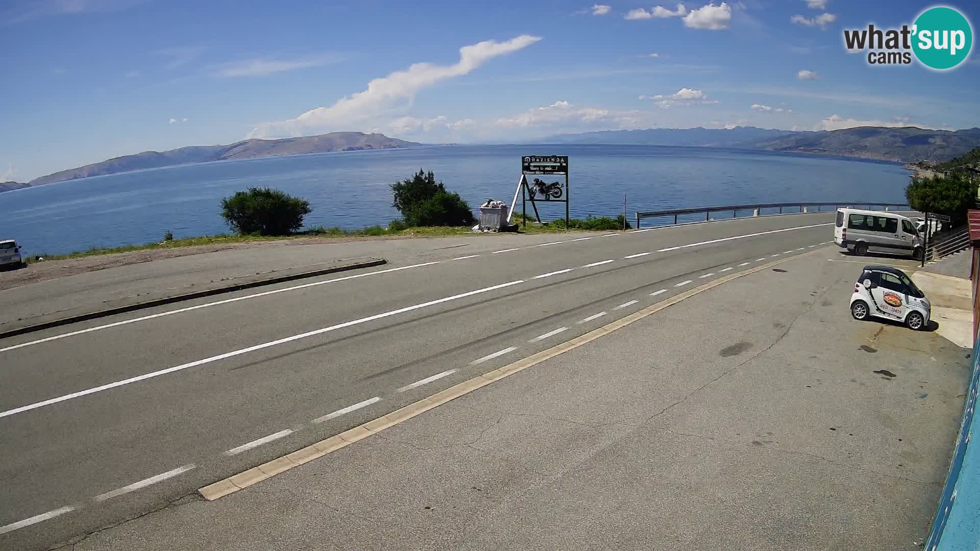 Webcam Adriatic highway D8 near SENJ – view to KRK island