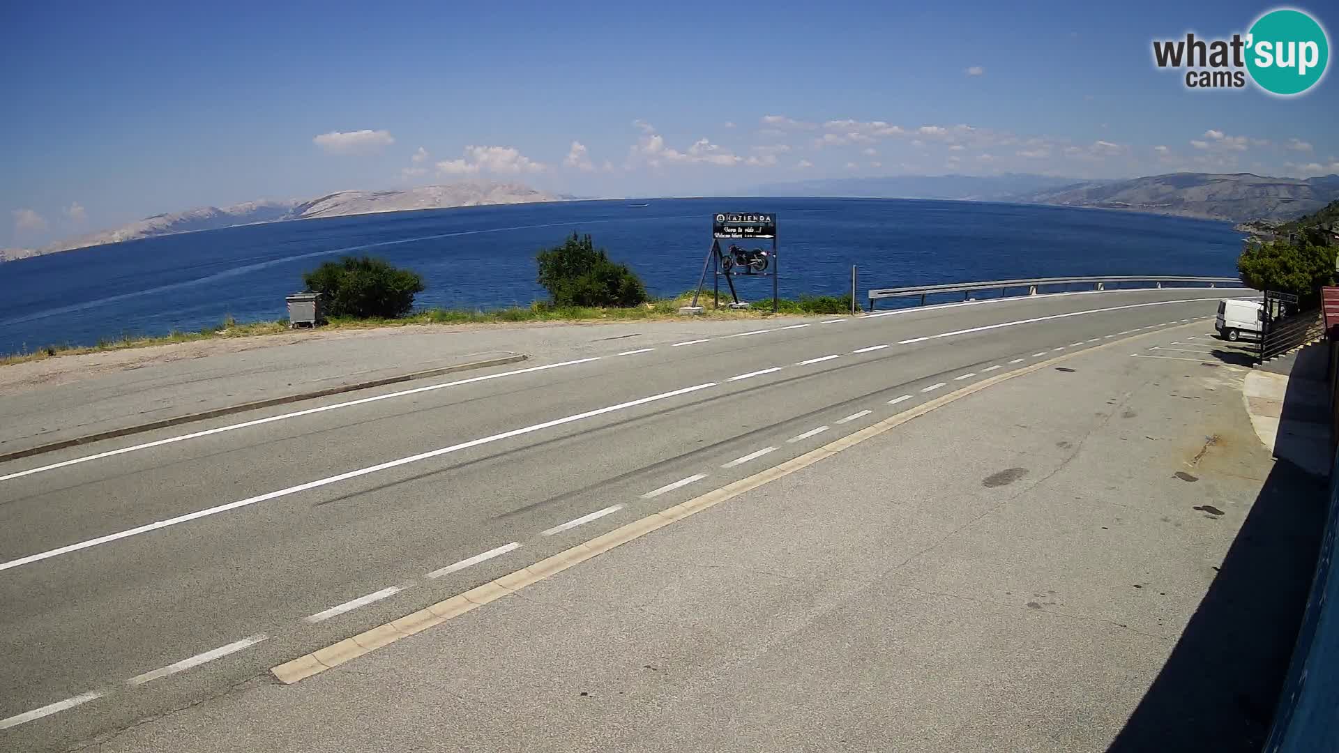 Webcam Adriatic highway D8 near SENJ – view to KRK island