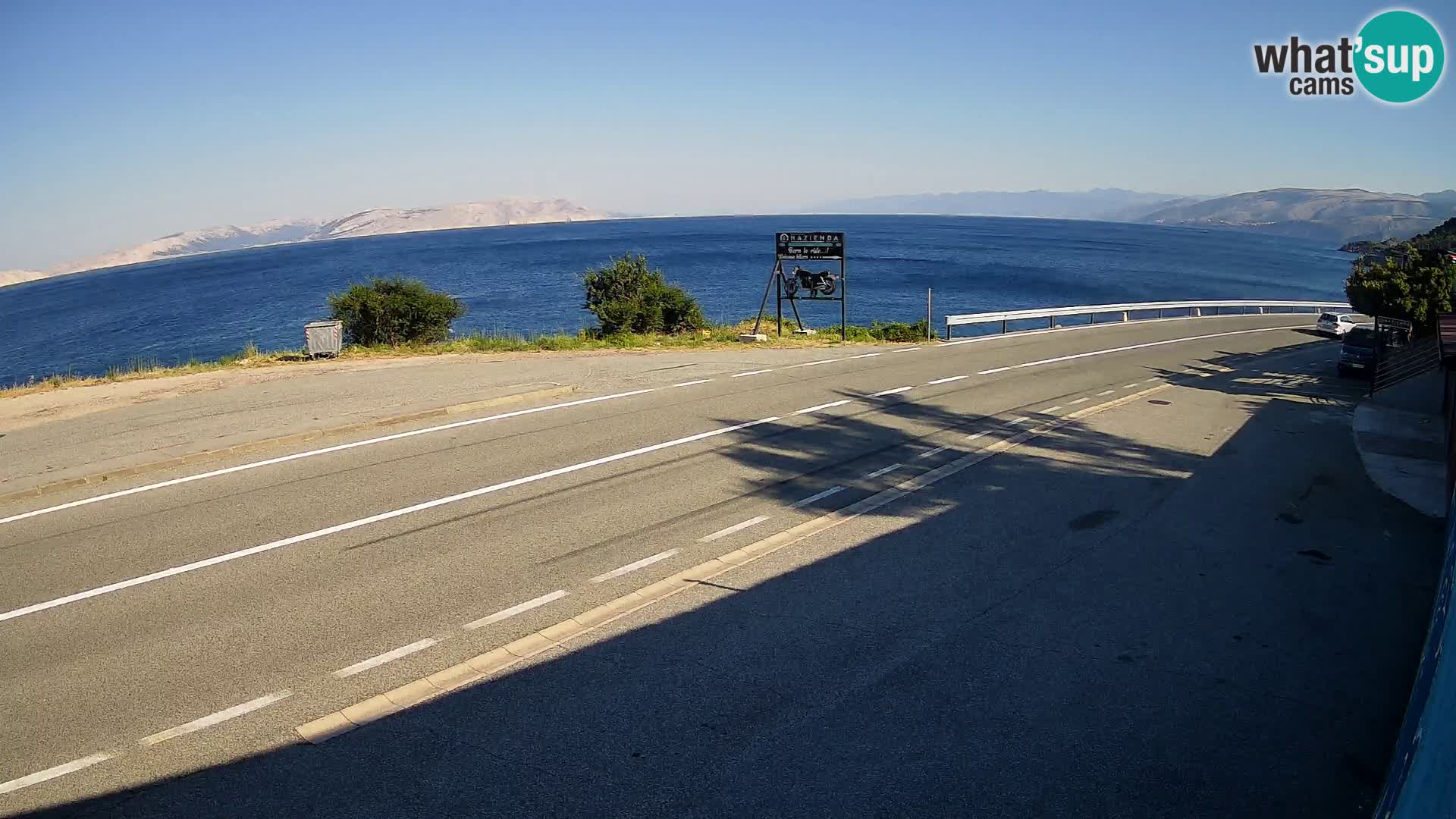 Webcam Adriatic highway D8 near SENJ – view to KRK island