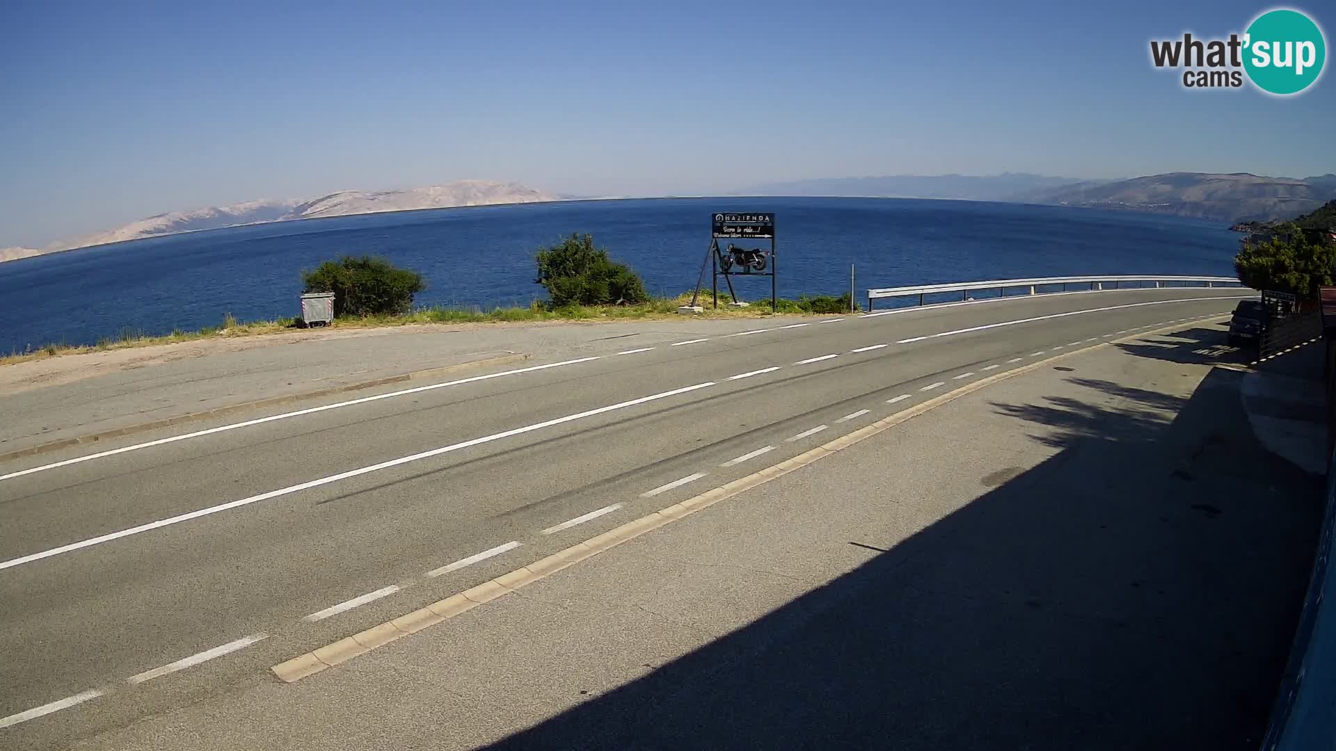 Webcam Adriatic highway D8 near SENJ – view to KRK island