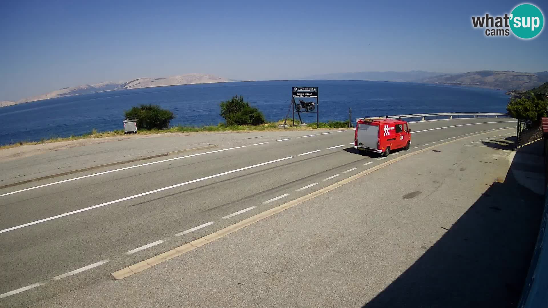 Webcam Adria-Autobahn D8 bei SENJ – Blick auf die Insel KRK