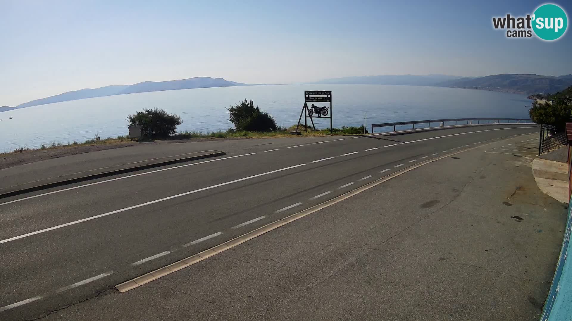 Webcam Adriatic highway D8 near SENJ – view to KRK island