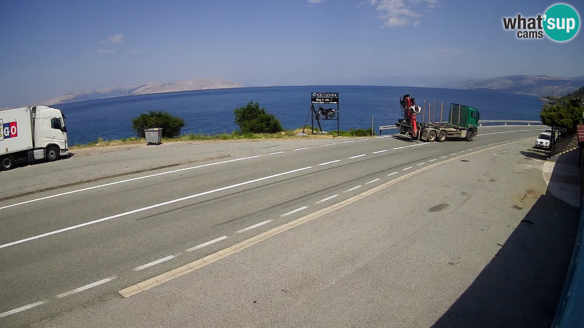Webcam Adriatic highway D8 near SENJ – view to KRK island