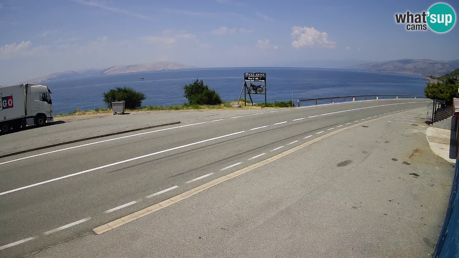 Webcam Adriatic highway D8 near SENJ – view to KRK island