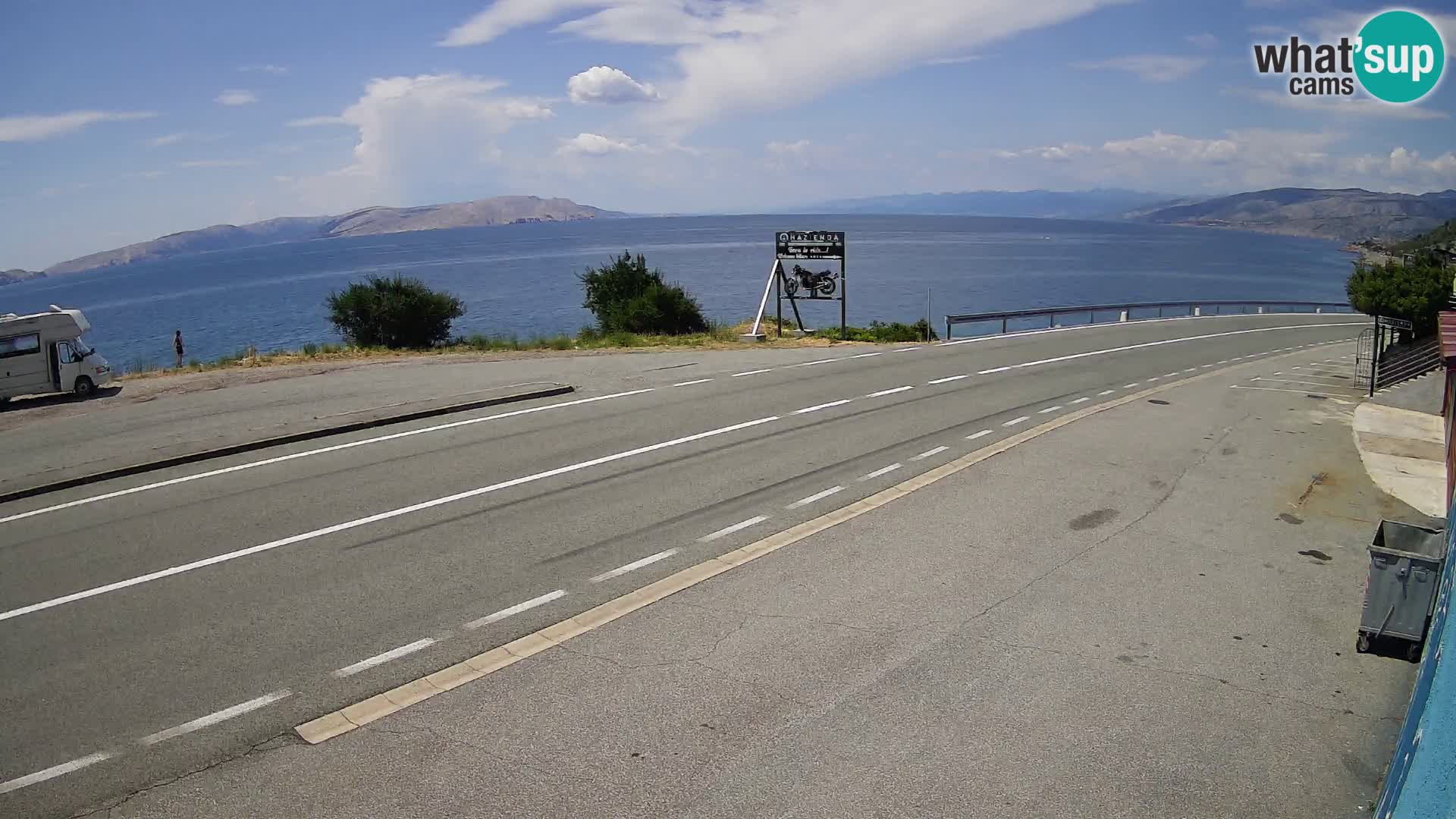 Webcam Adriatic highway D8 near SENJ – view to KRK island