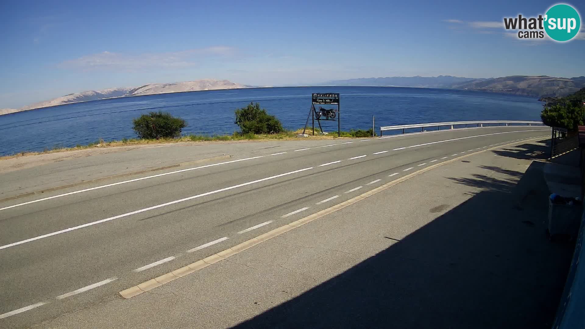 Webcam Adriatic highway D8 near SENJ – view to KRK island