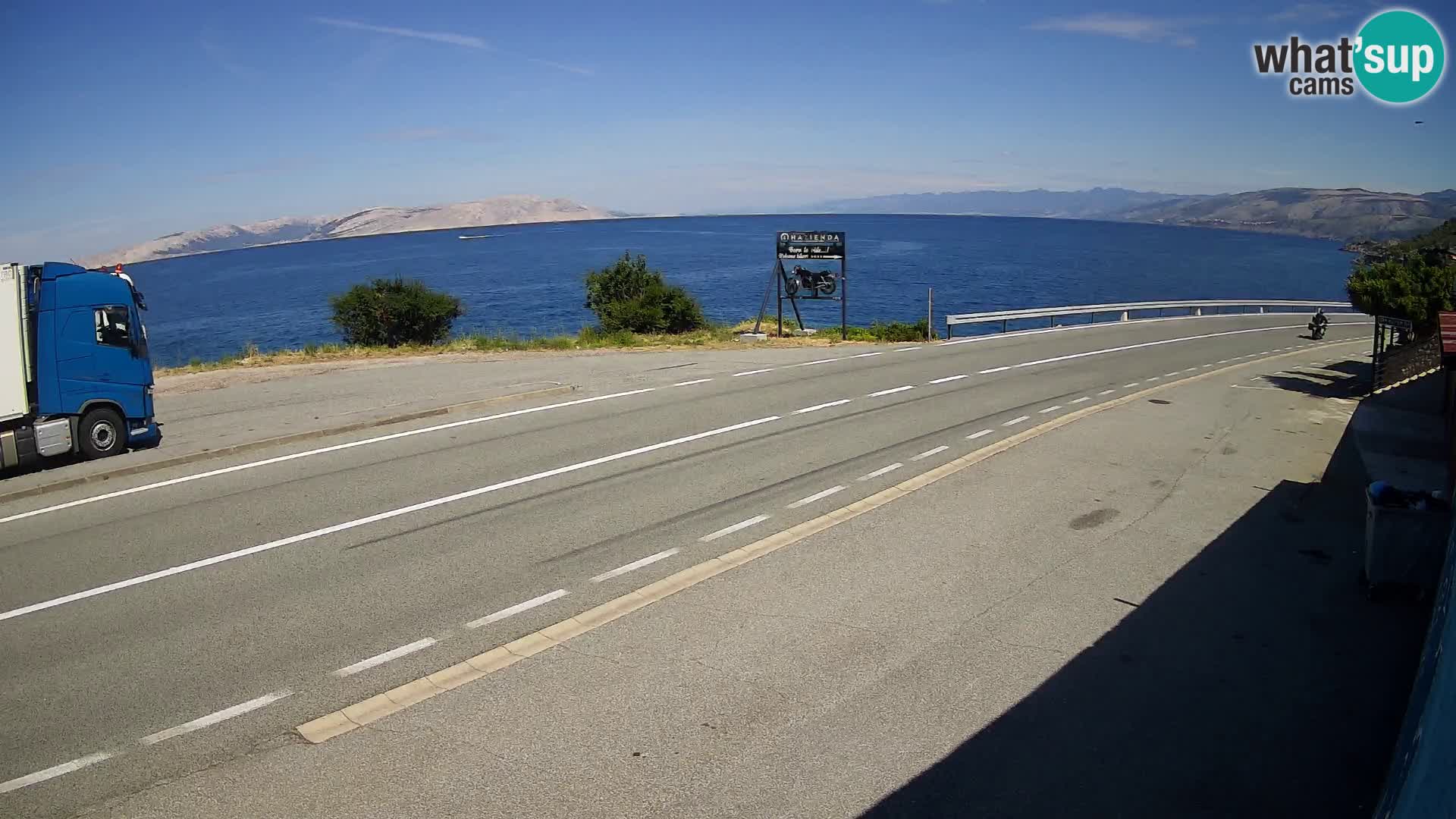 Webcam Adriatic highway D8 near SENJ – view to KRK island