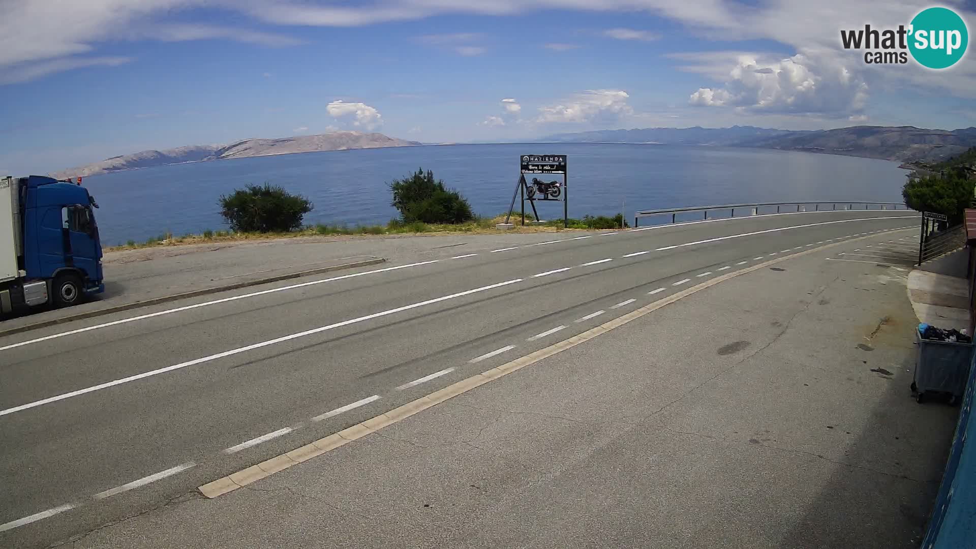 Webcam Adriatic highway D8 near SENJ – view to KRK island