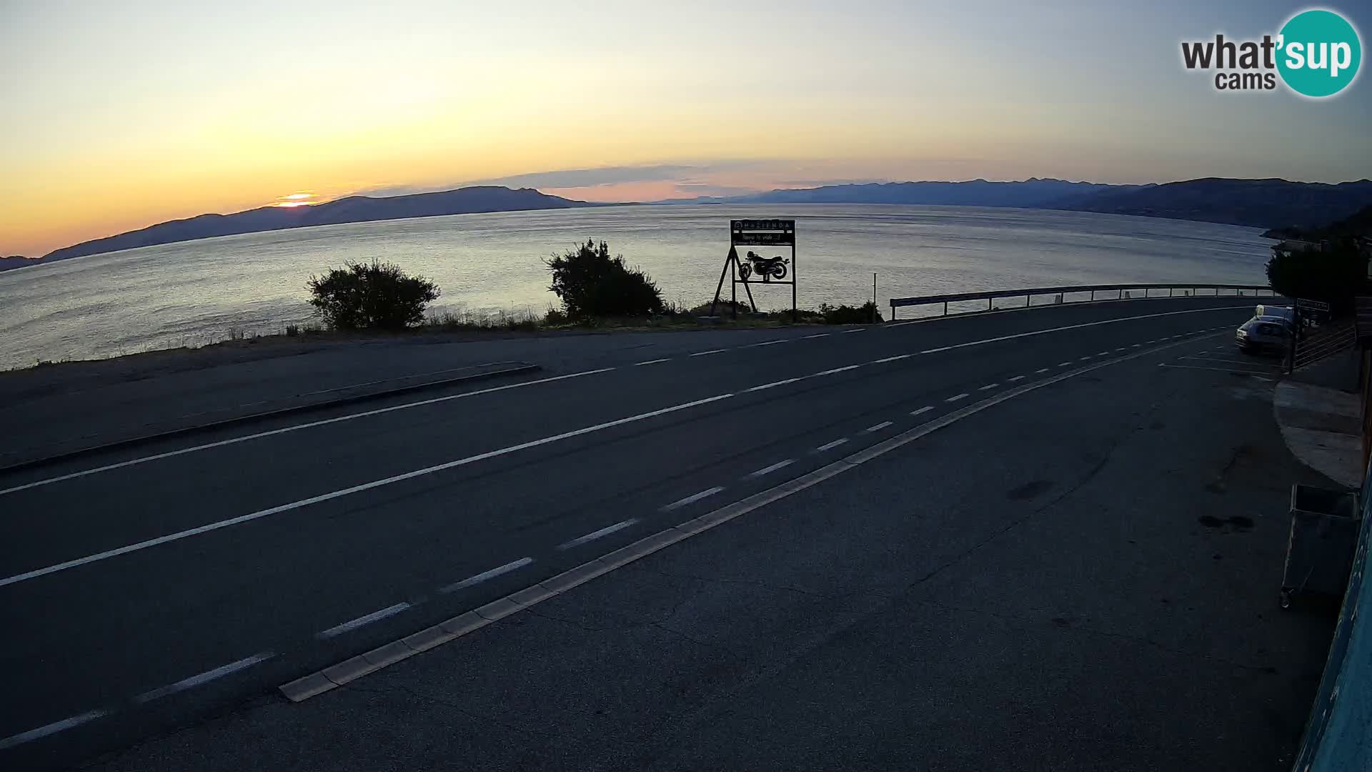 Webcam Adriatic highway D8 near SENJ – view to KRK island