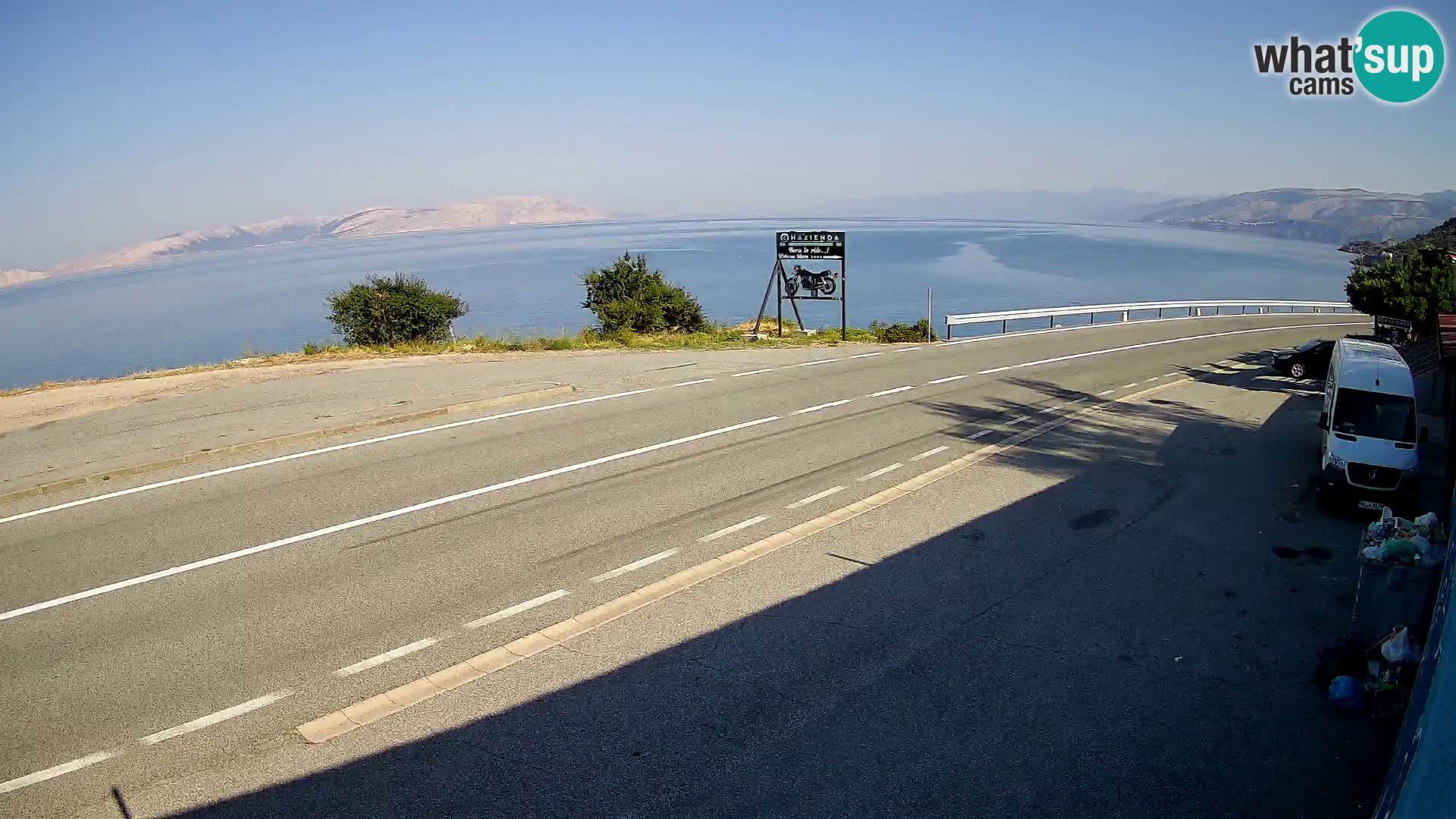 Webcam Adriatic highway D8 near SENJ – view to KRK island