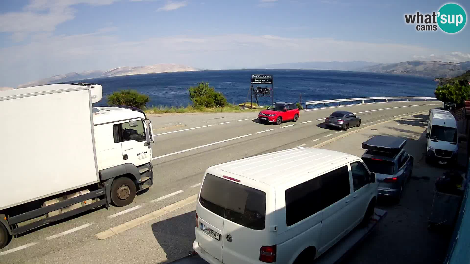 Webcam Adria-Autobahn D8 bei SENJ – Blick auf die Insel KRK