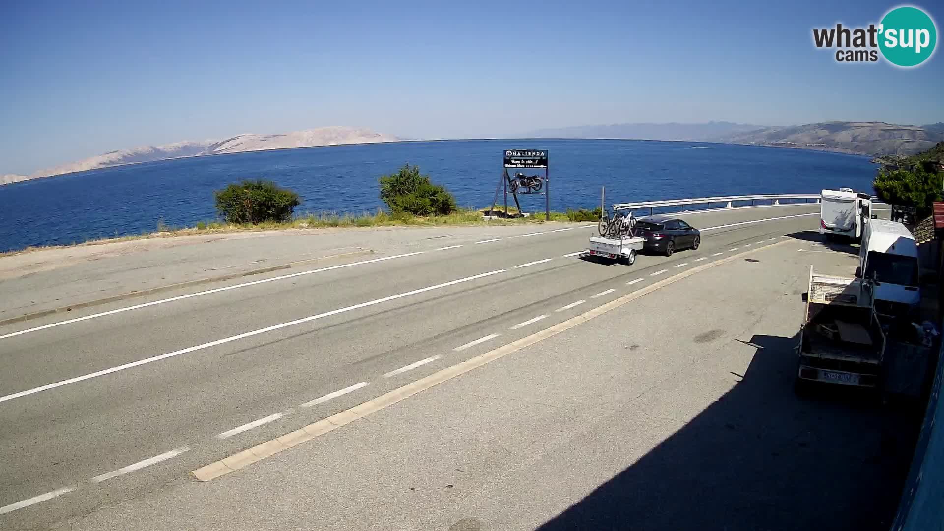 Webcam Adriatic highway D8 near SENJ – view to KRK island